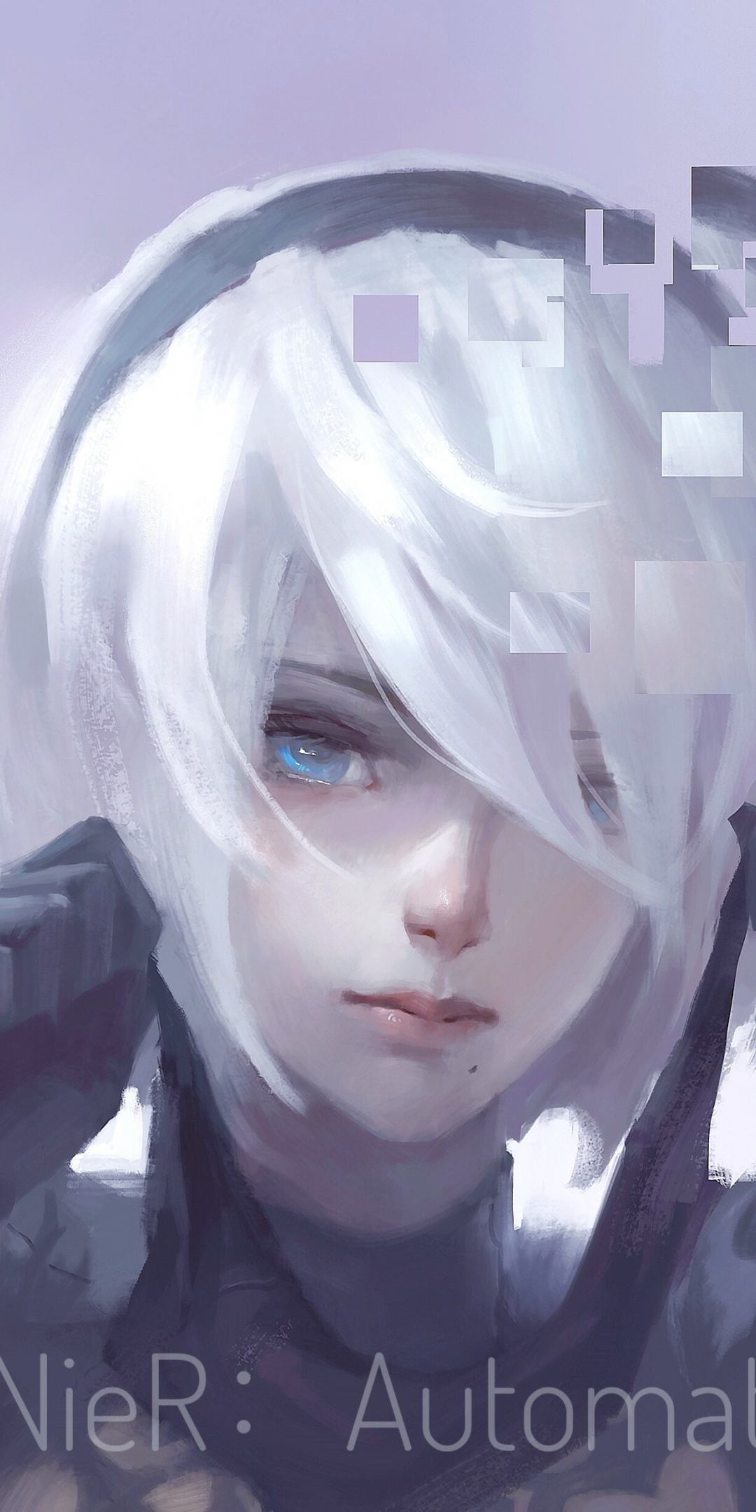 Nier: automata, white hair, b2, artwork, 1080x2160 wallpaper