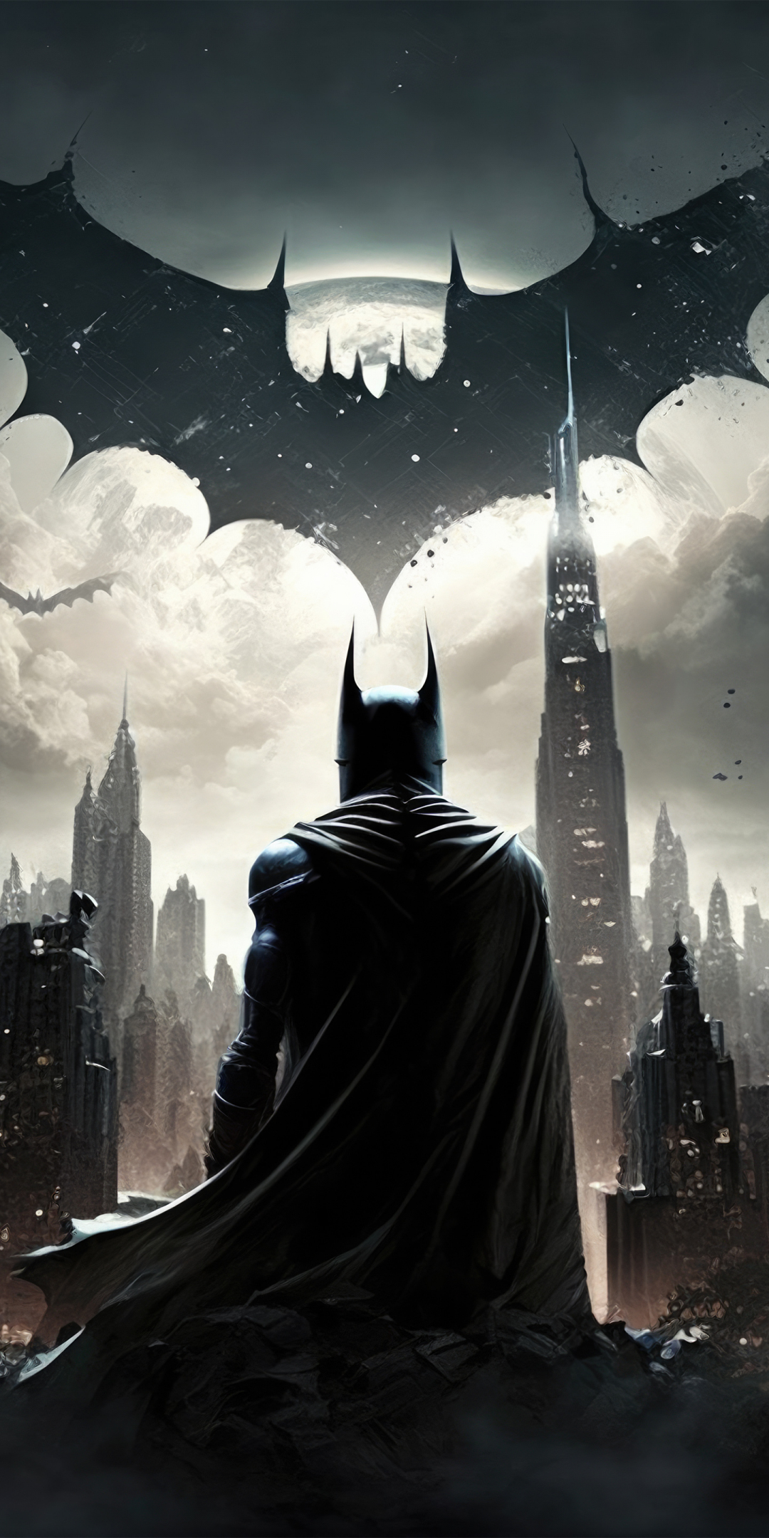 Batman Gotham, game, dark night, buildings, 2023, 1080x2160 wallpaper