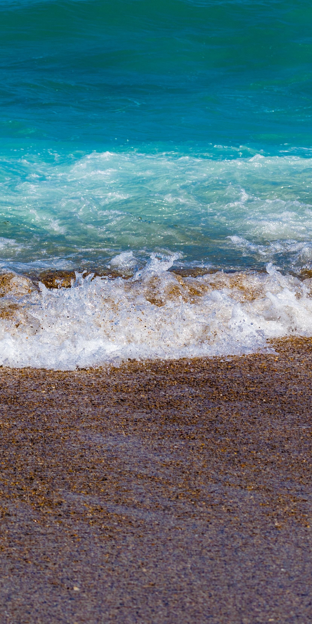 Beach, blue, sea waves, soft, sand, 1080x2160 wallpaper