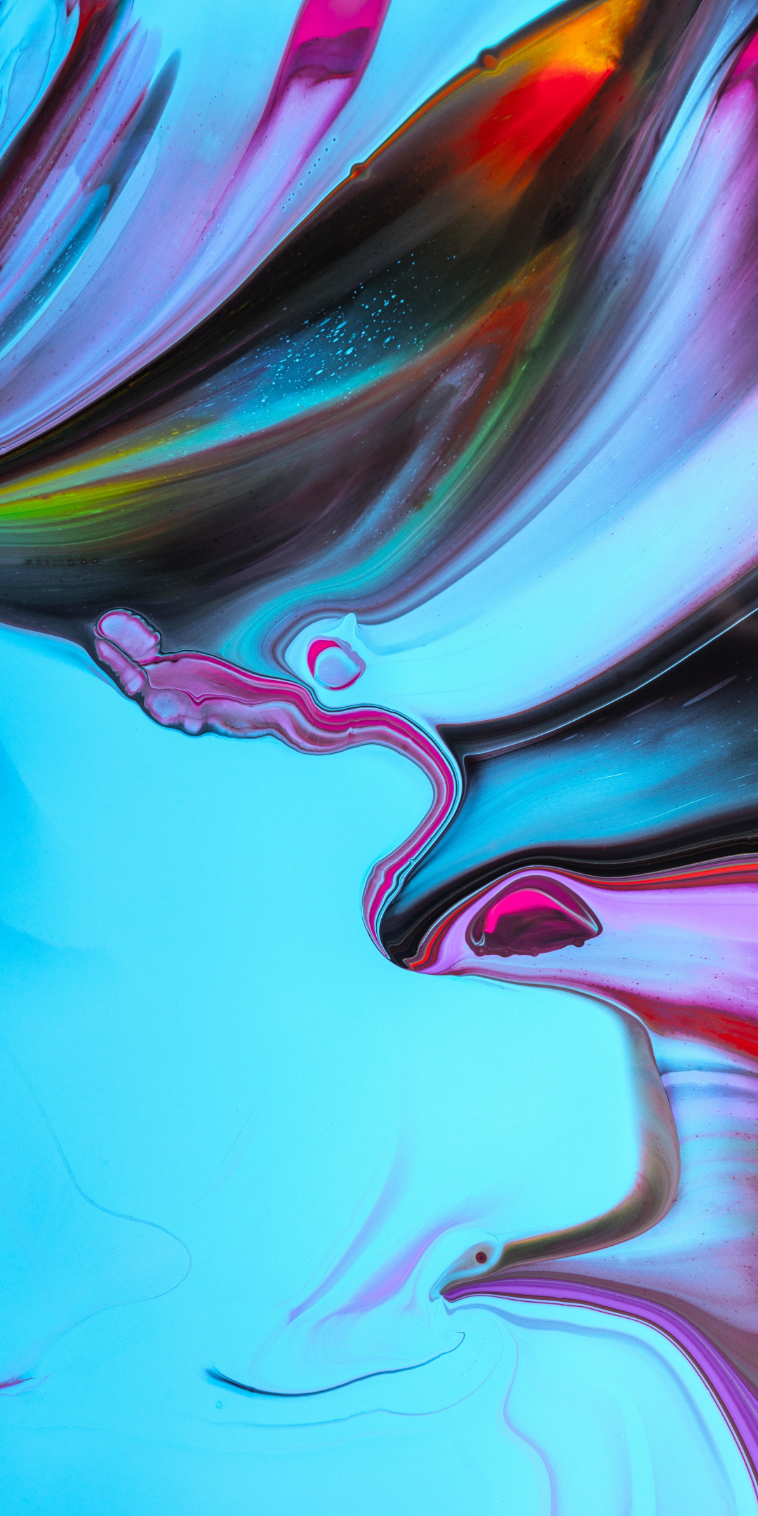 Paint, mixing liquid art, colorful, 1080x2160 wallpaper