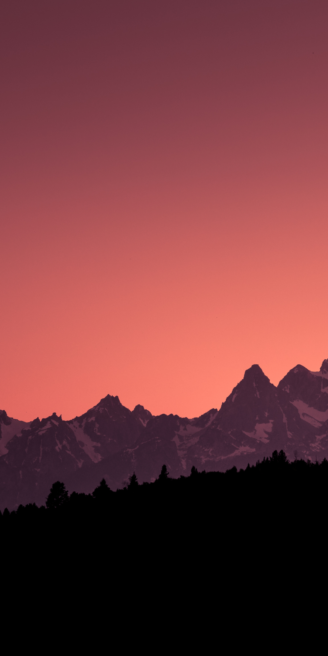 Mountains, silhouette, sunset, nature, 1080x2160 wallpaper