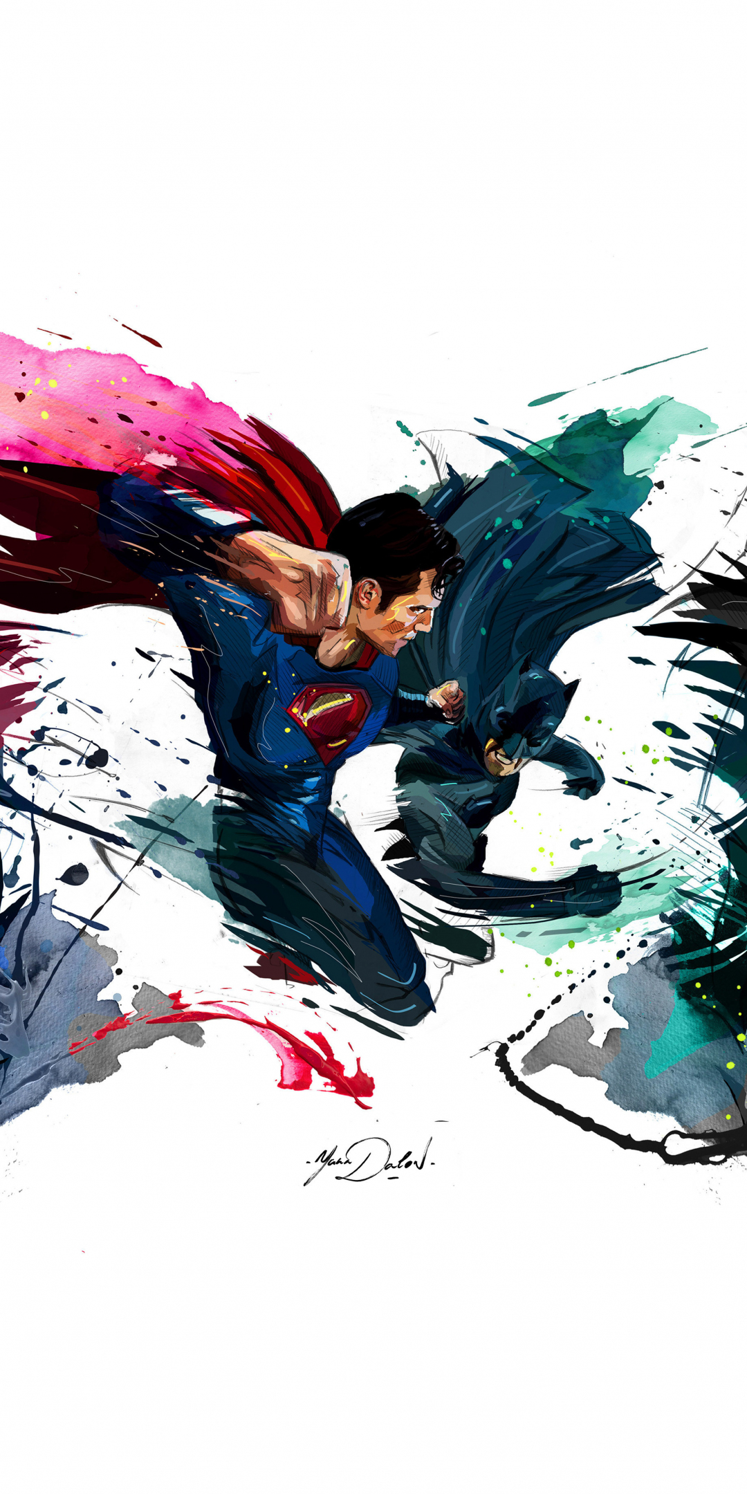Batman vs superman, 4k, sketch artwork, 1080x2160 wallpaper