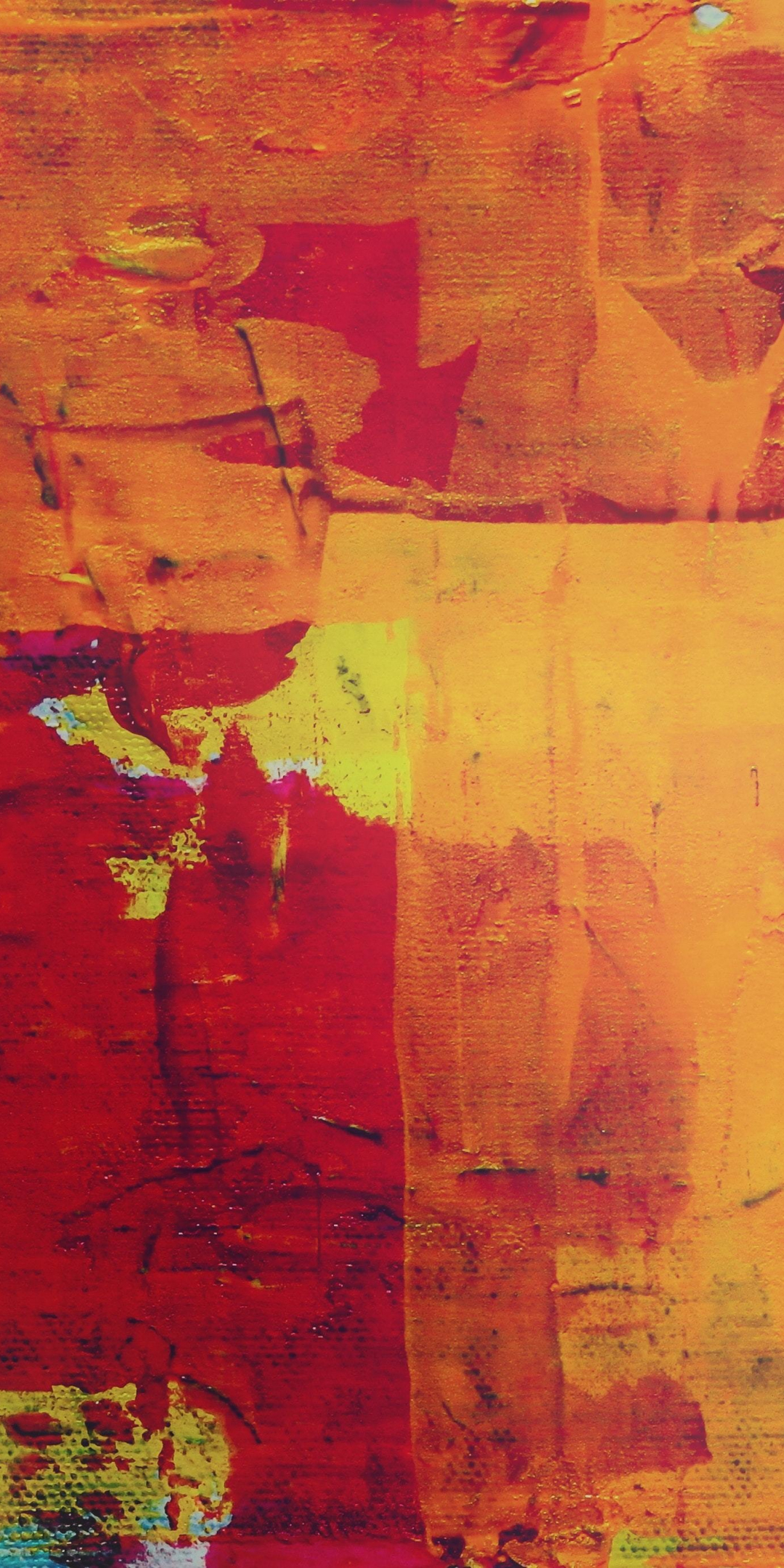 Abstract, red-yellow, canvas, art, 1080x2160 wallpaper