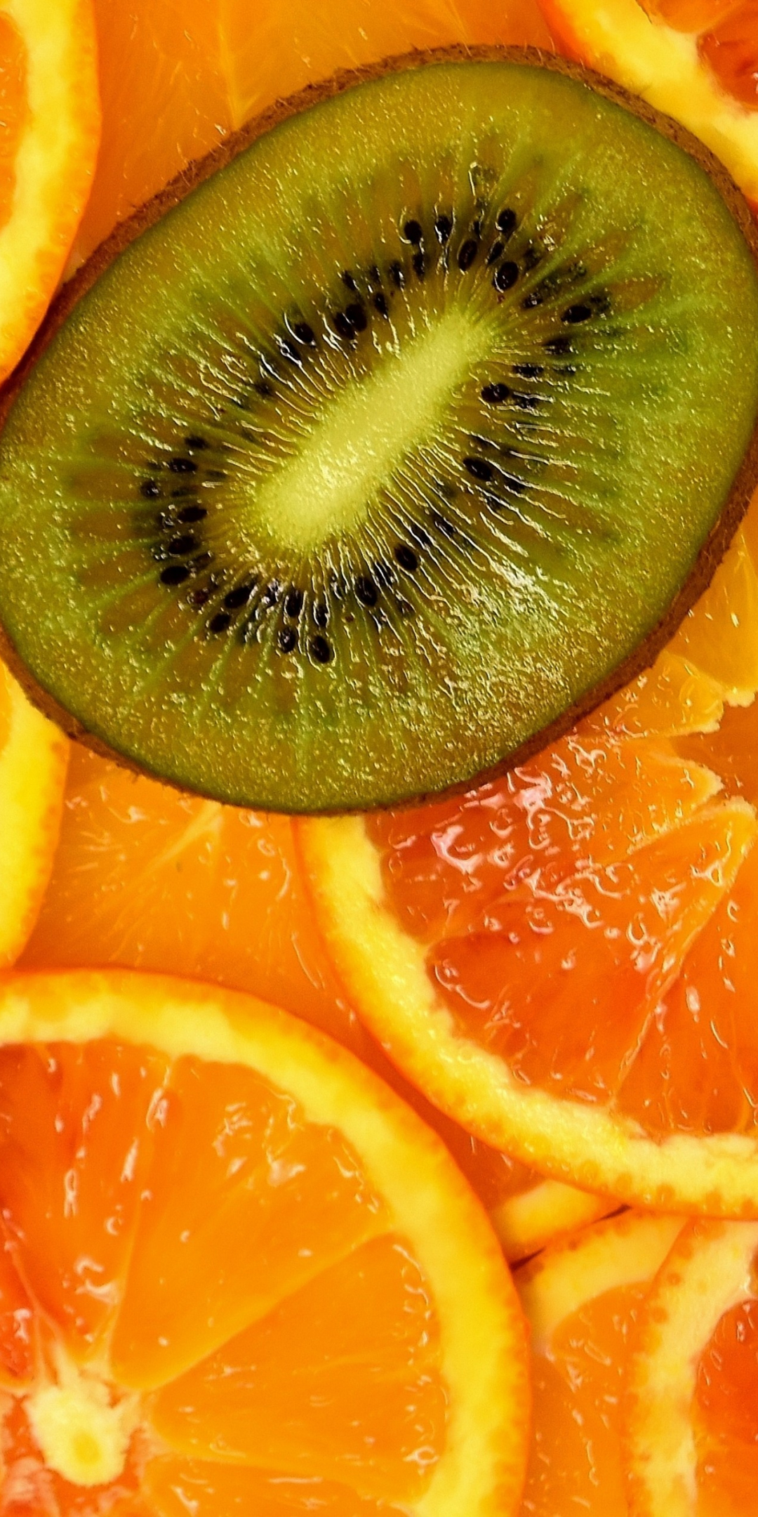 Orange, kiwifruit, slices, 1080x2160 wallpaper