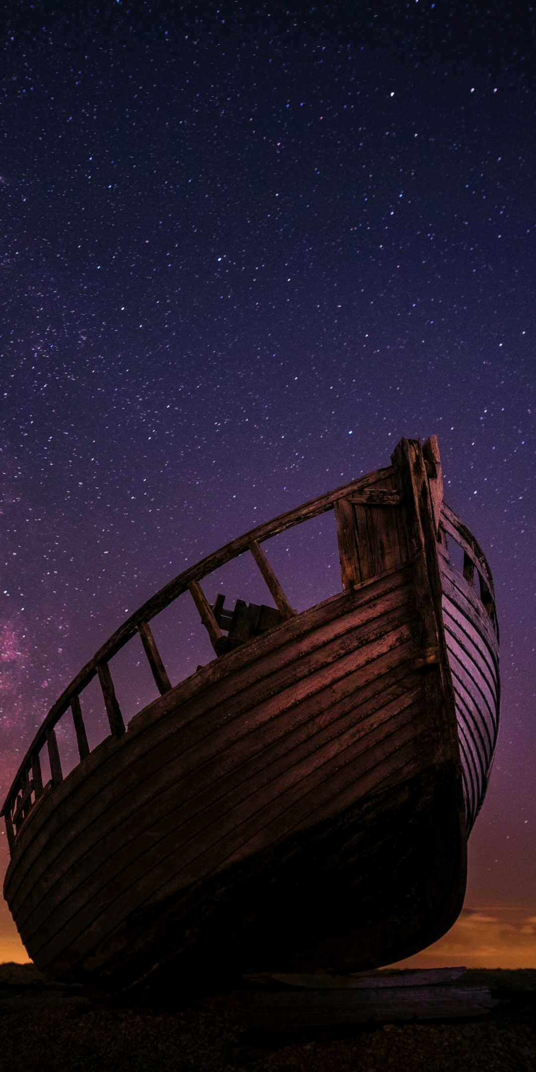 Boat, night, sky, starry night, stars, 1080x2160 wallpaper