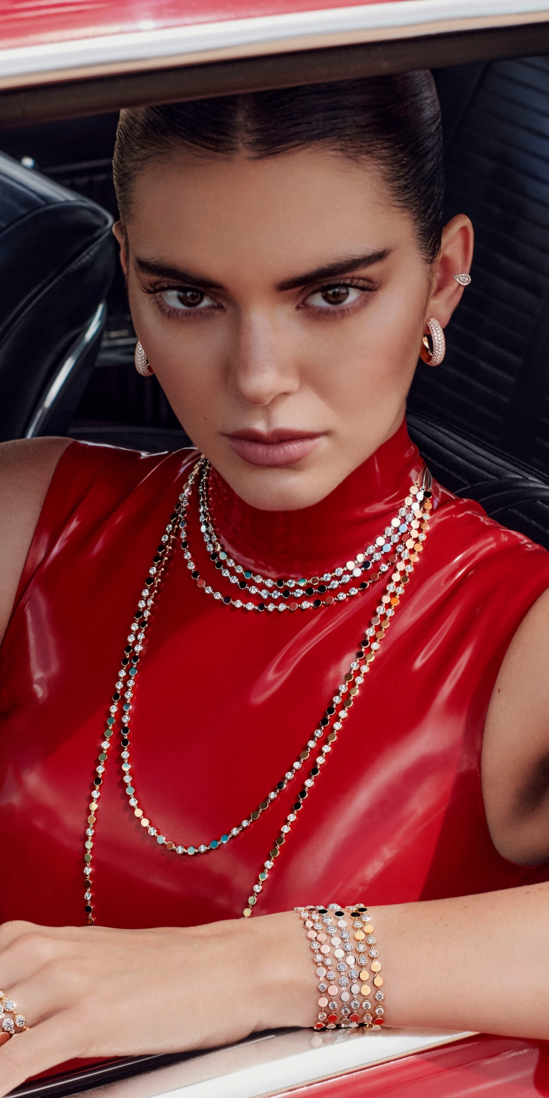 2023 Kendall Jenner, Messika Campaign, red, 1080x2160 wallpaper