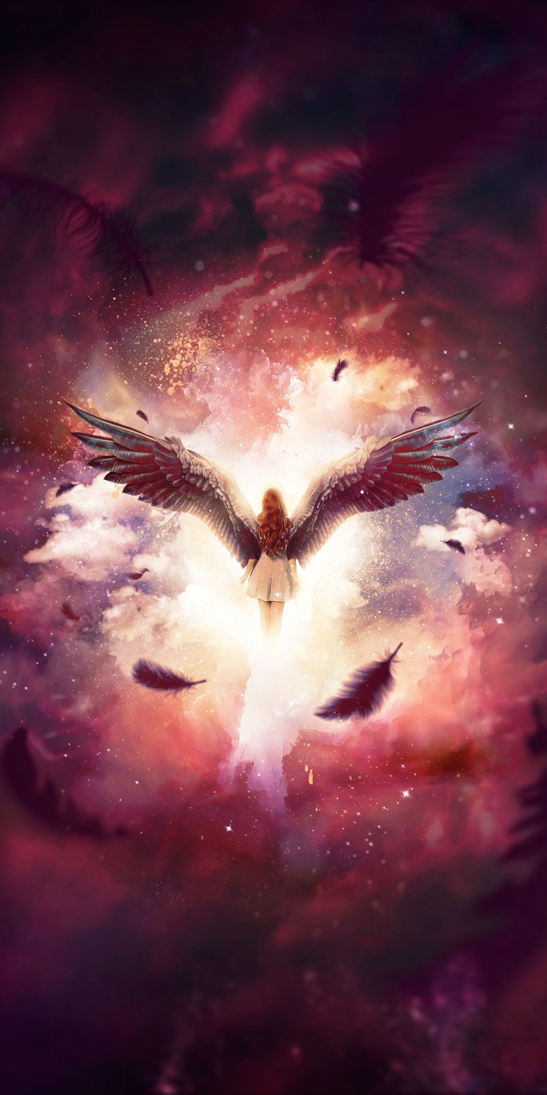 Angel, a fairy in sky, dream, surreal, 1080x2160 wallpaper