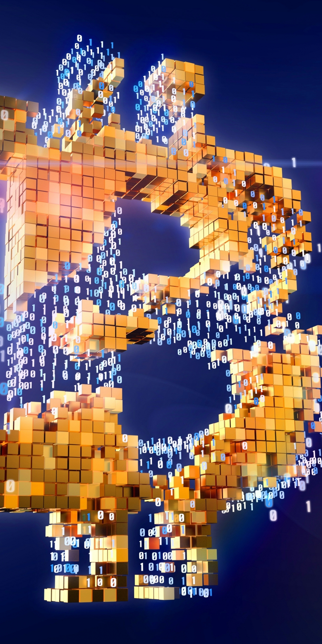 Bitcoin, cubes, binaries, 1080x2160 wallpaper