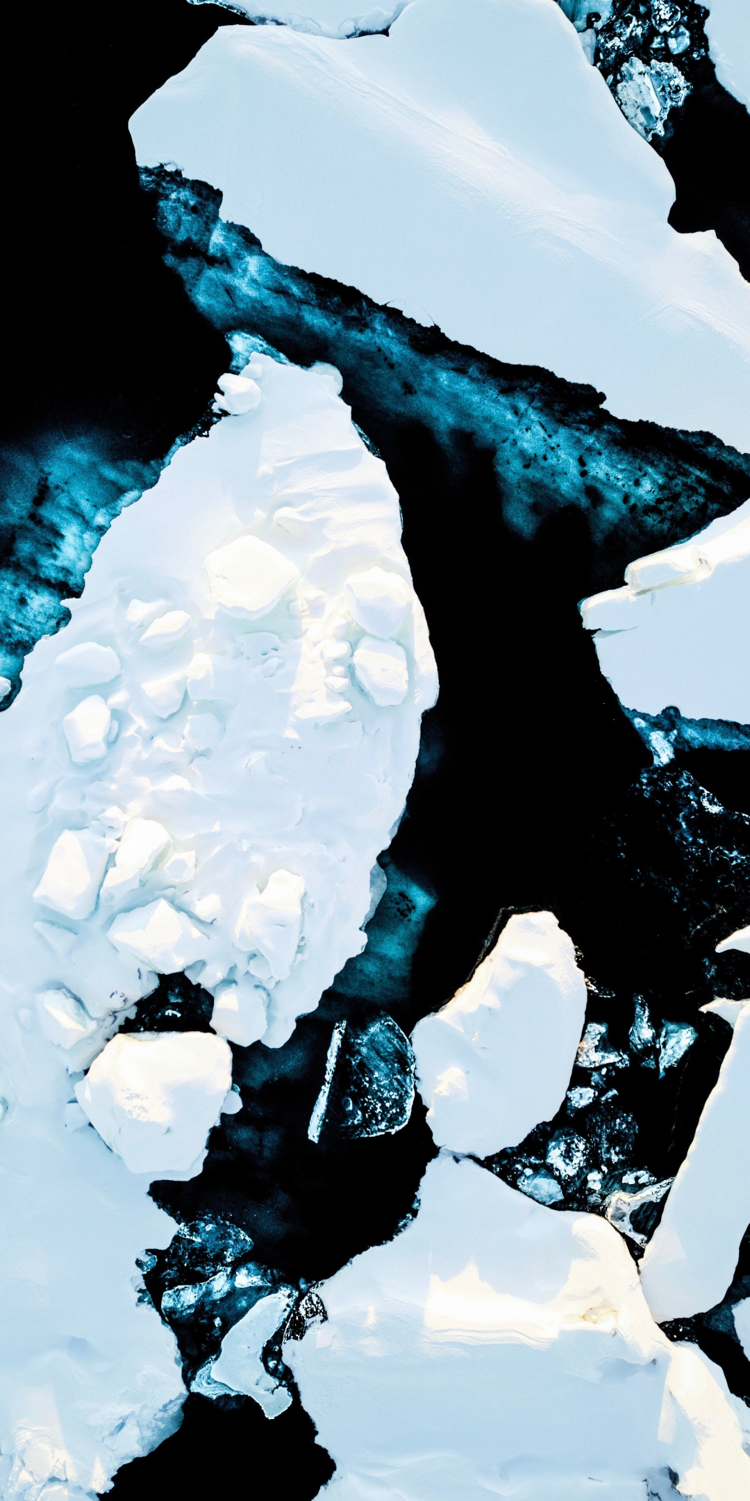 Snow, glacier, aerial view, 1080x2160 wallpaper