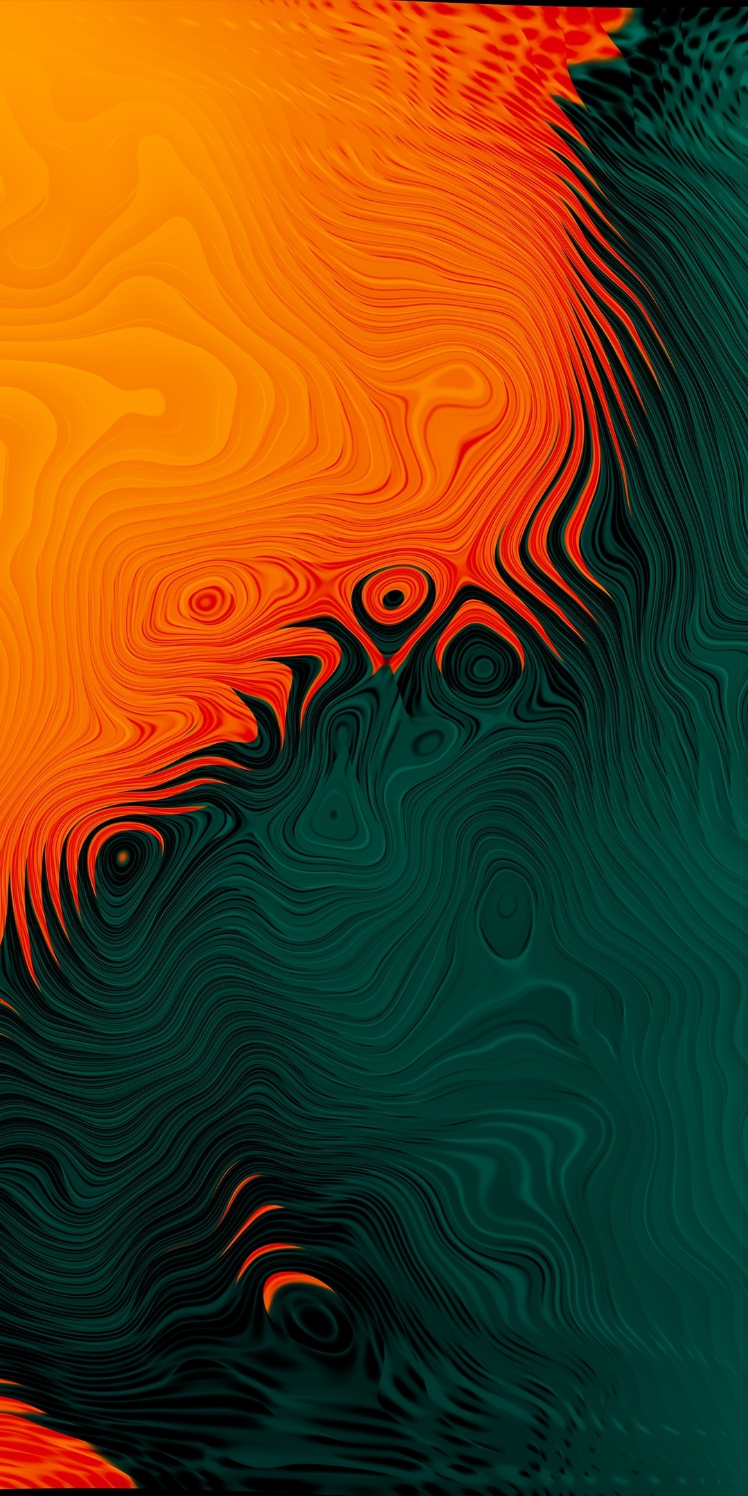 Orange-green match, abstract, 1080x2160 wallpaper