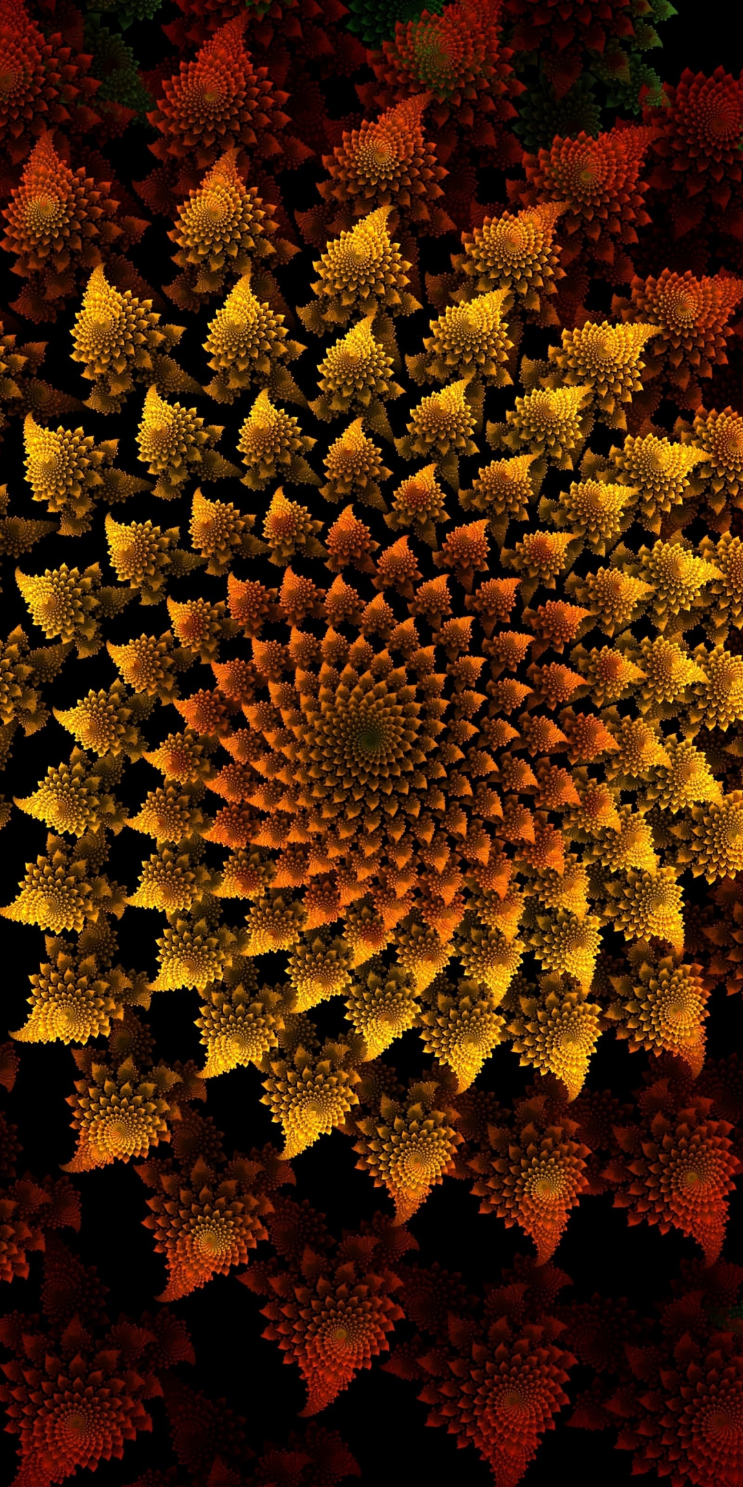 Fractal, golden pattern, spiral, 1080x2160 wallpaper