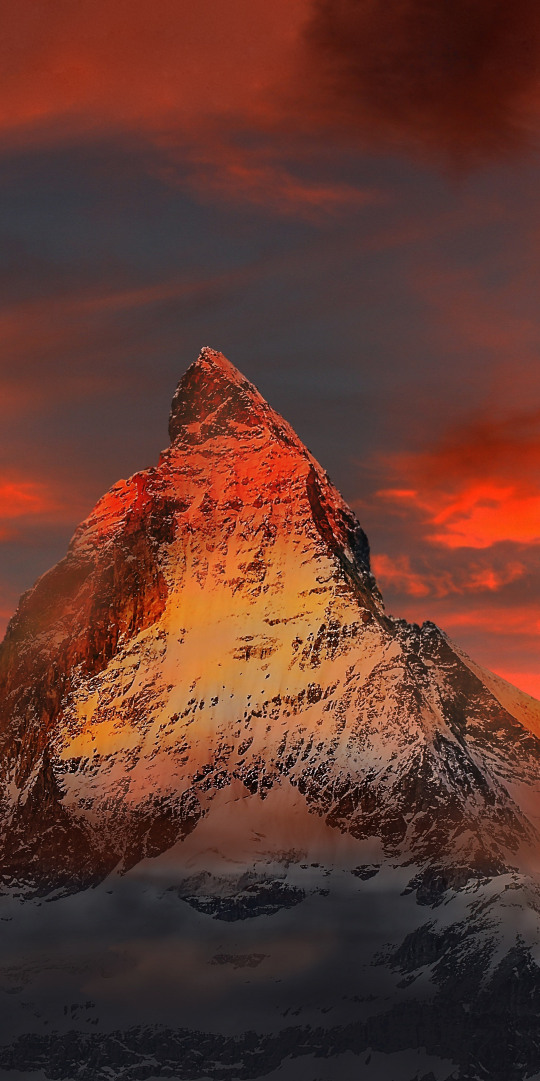 Matterhorn, sunset, clouds, mountains, 1080x2160 wallpaper