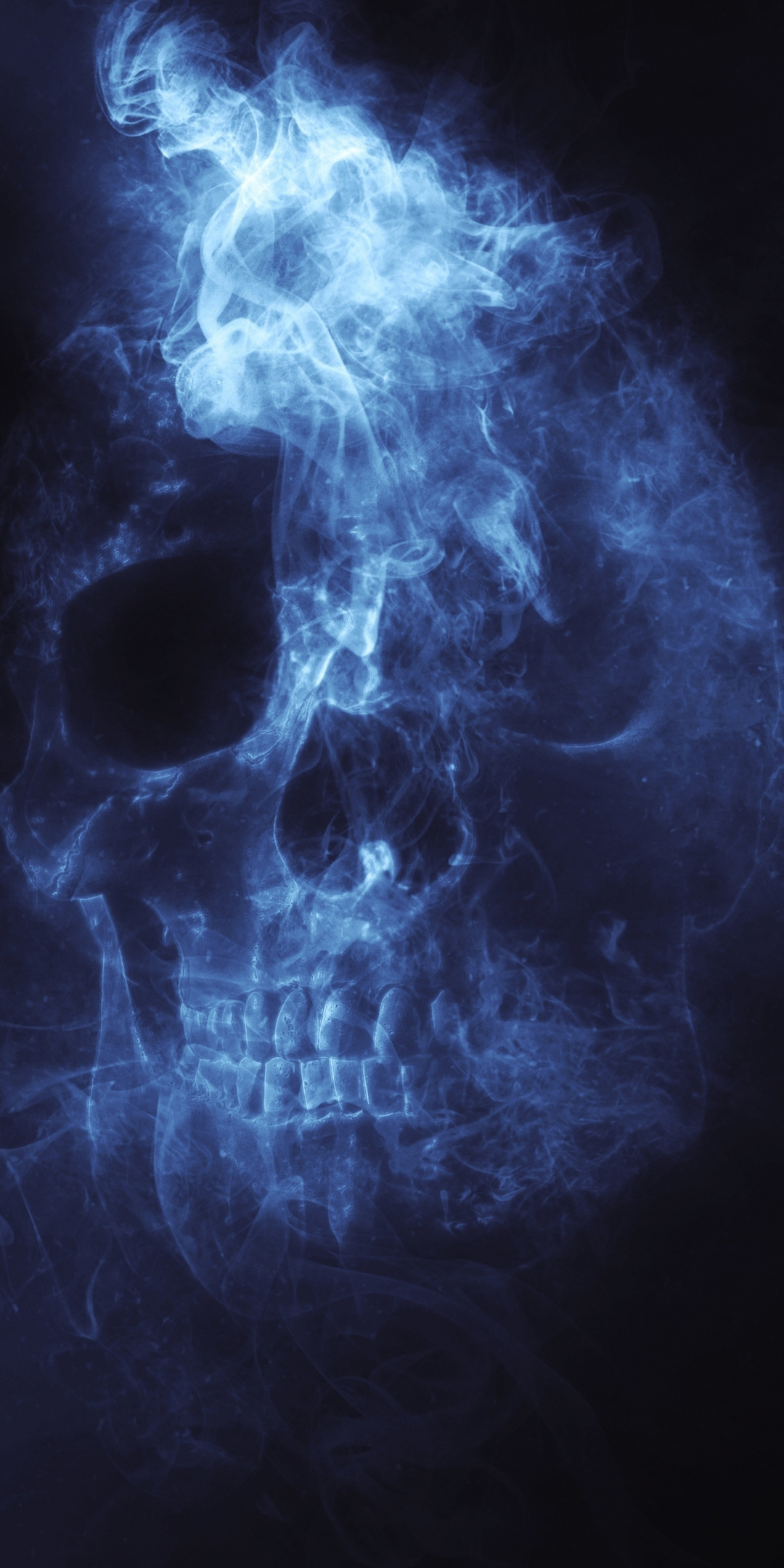 Skull, smoke, minimal, 1080x2160 wallpaper