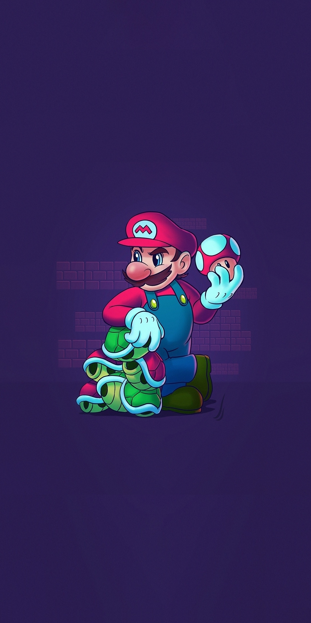 Super Mario, video game, character, minimal art, 1080x2160 wallpaper