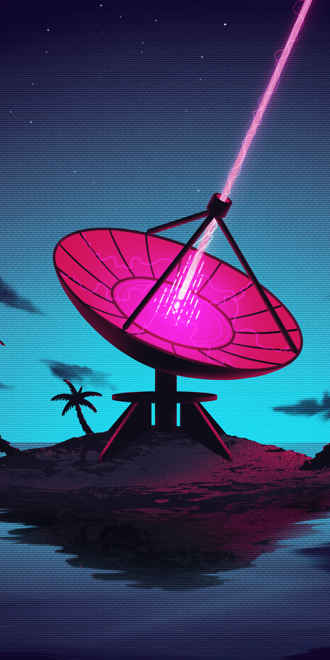 Antenna, island, dark, digital art, 1080x2160 wallpaper