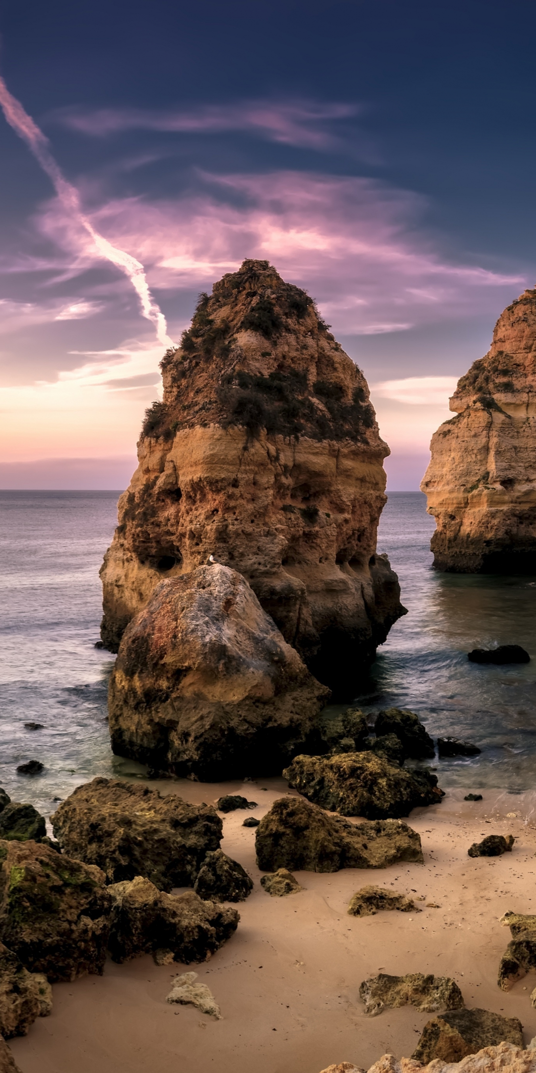 Rocks, coast, sunset, arch, 1080x2160 wallpaper