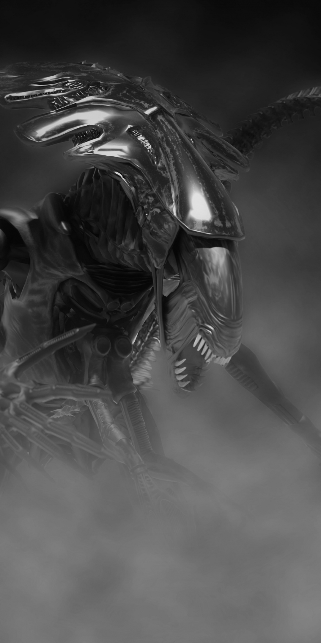 Alien, predator, creature, digital art, dark, 1080x2160 wallpaper