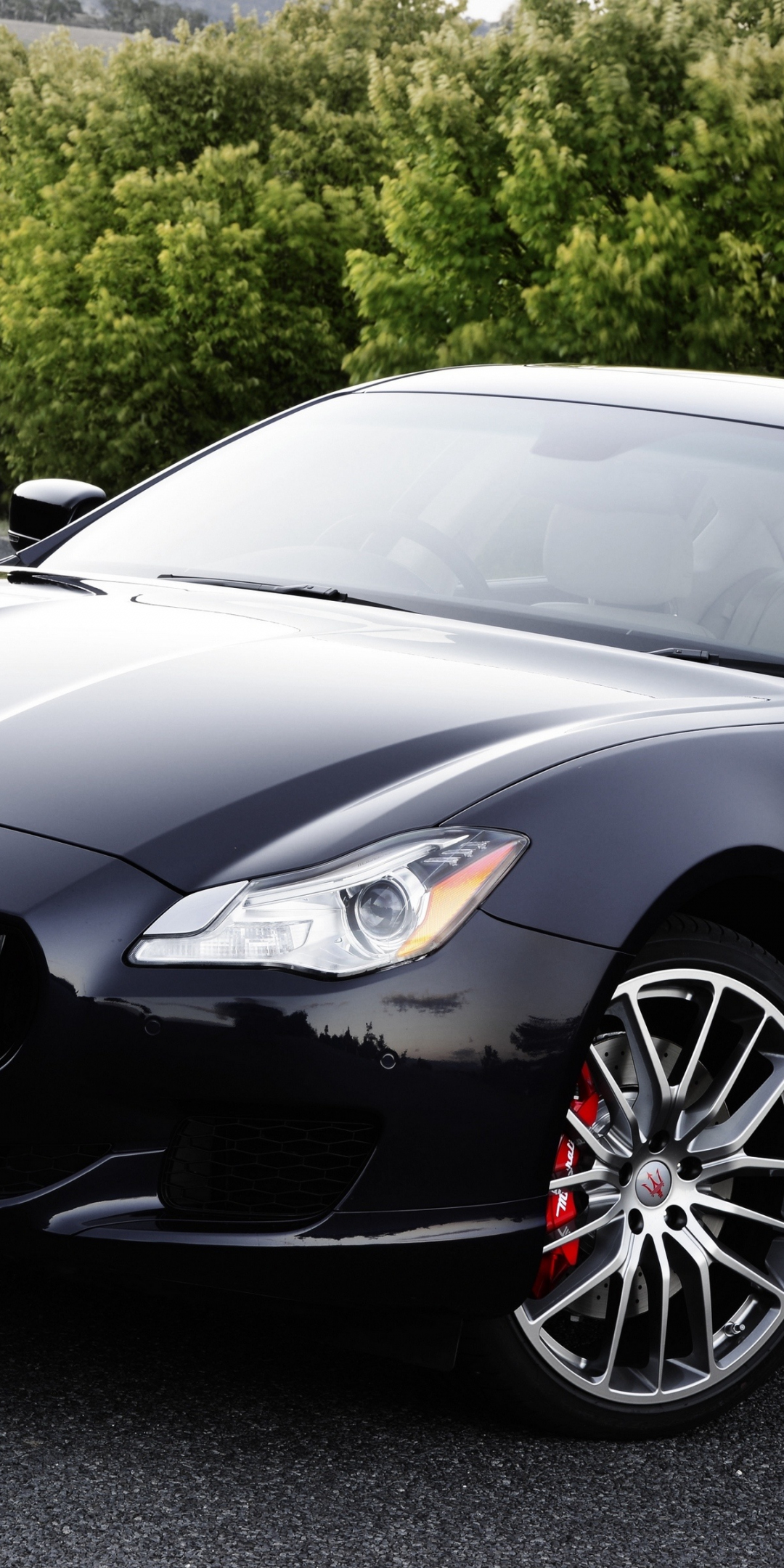 Black, luxury car, Maserati Quattroporte, 1080x2160 wallpaper