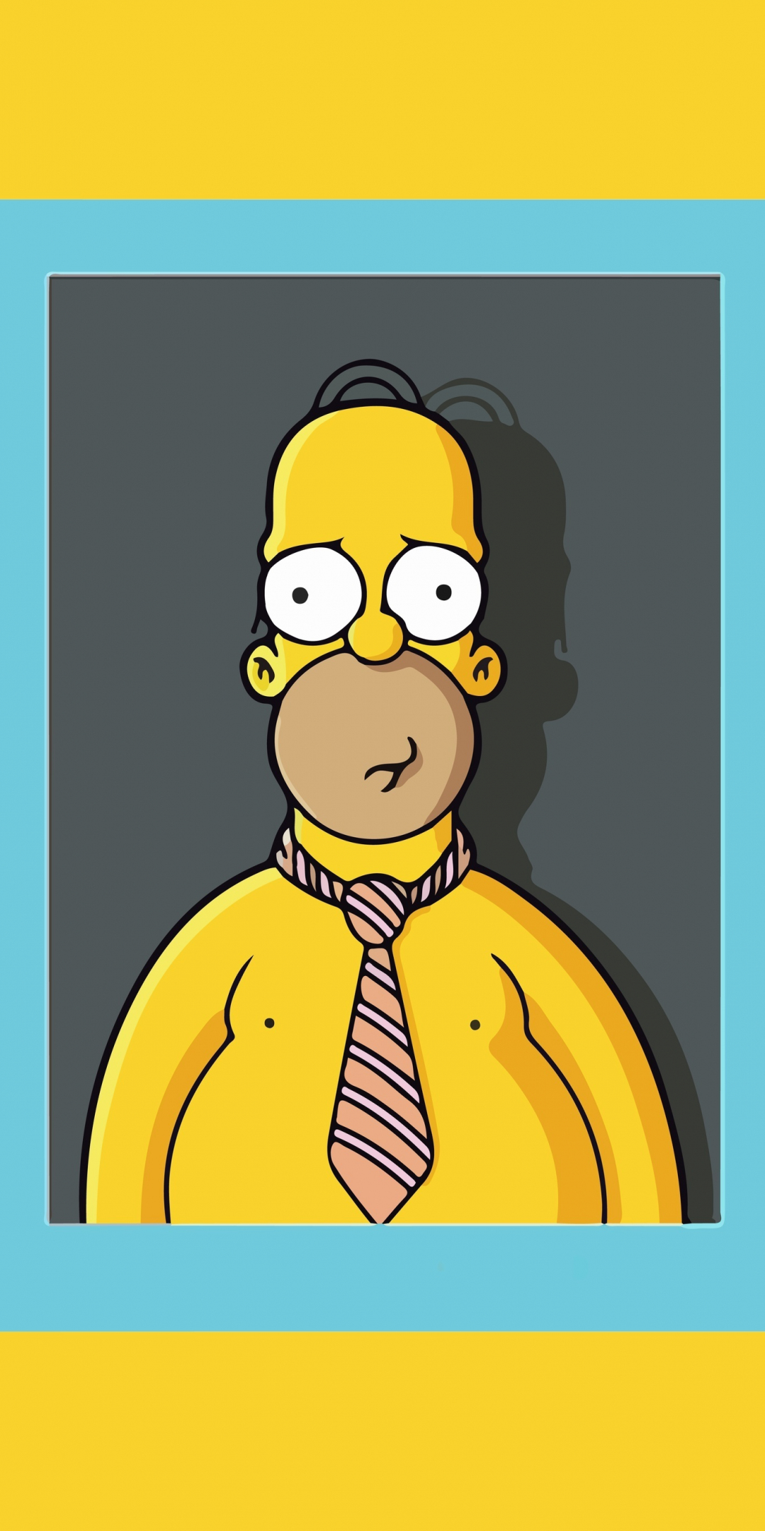Homer Simpson, photo frame, The Simpsons, animated show, minimal, 1080x2160 wallpaper