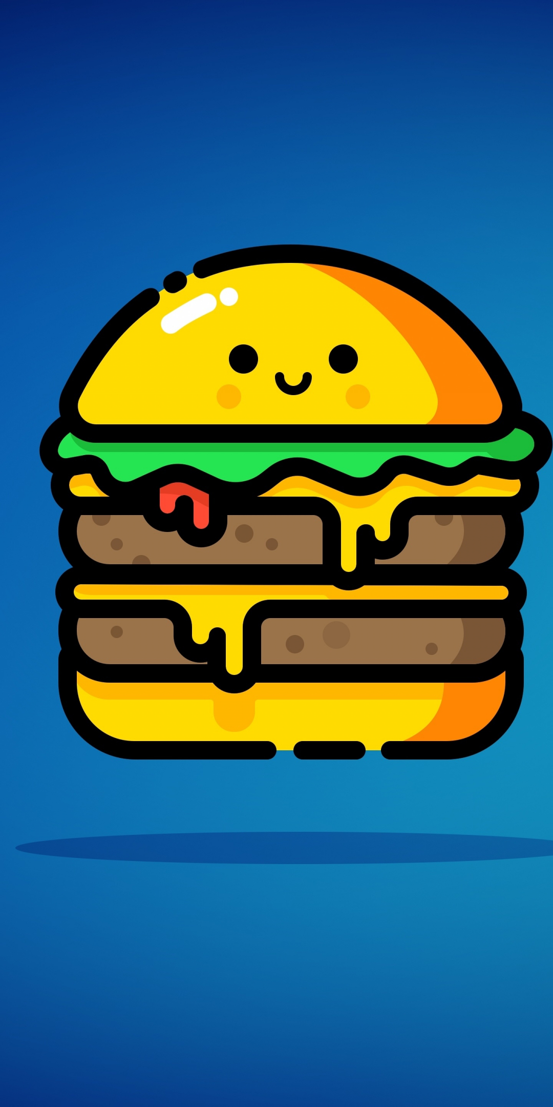 Cheese burger, blue, smiley, digital art, 1080x2160 wallpaper