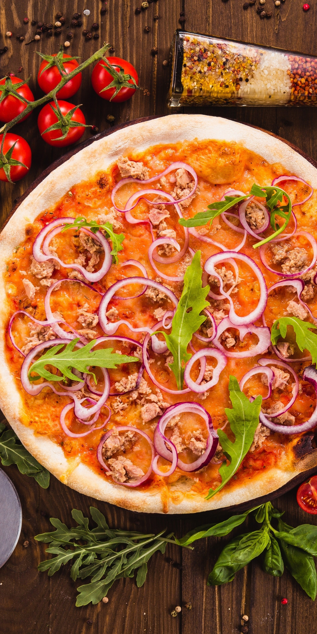 Food, pizza, vegetables, baking, 1080x2160 wallpaper