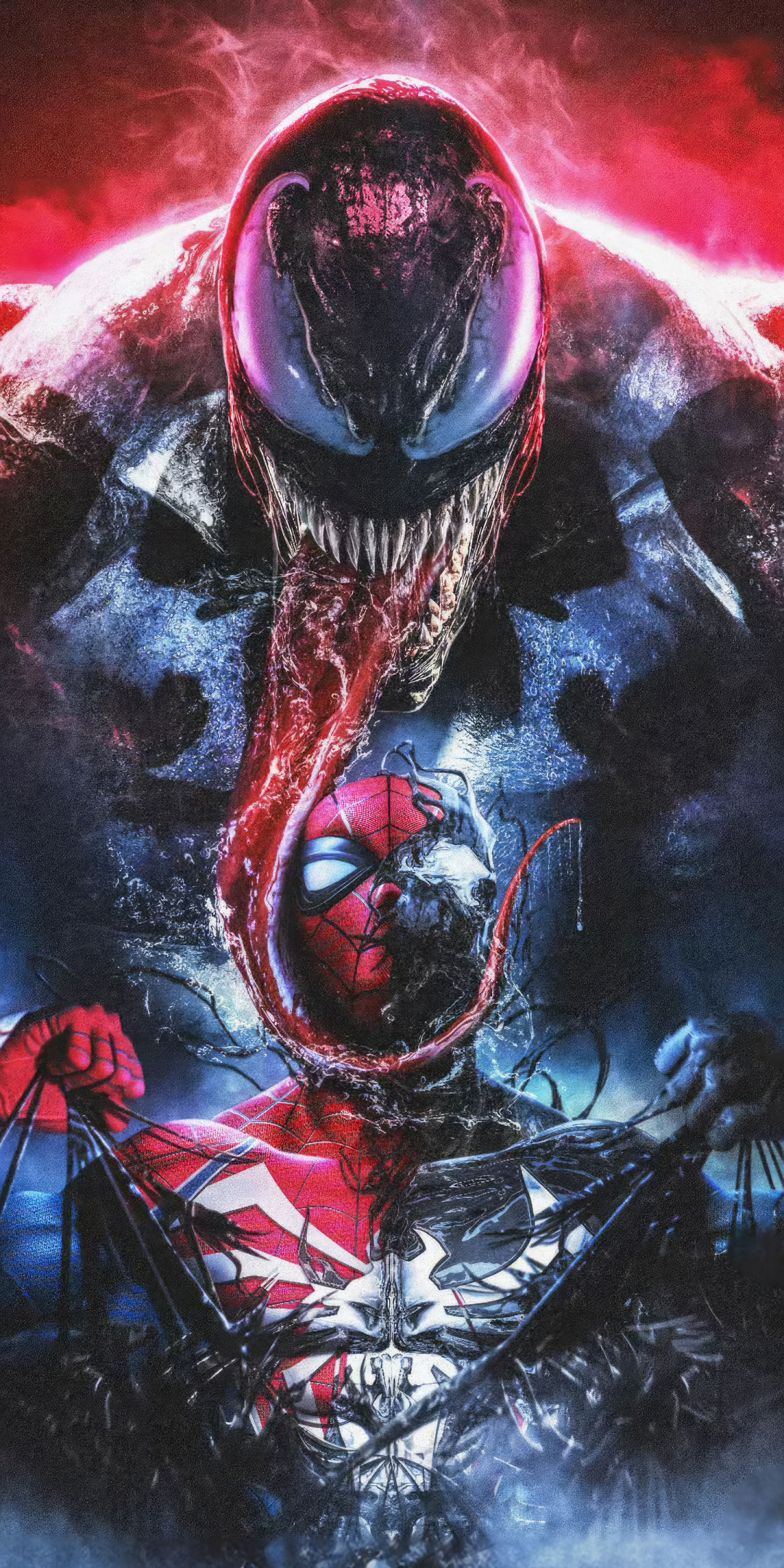 Venom and spiderman, dark, 1080x2160 wallpaper