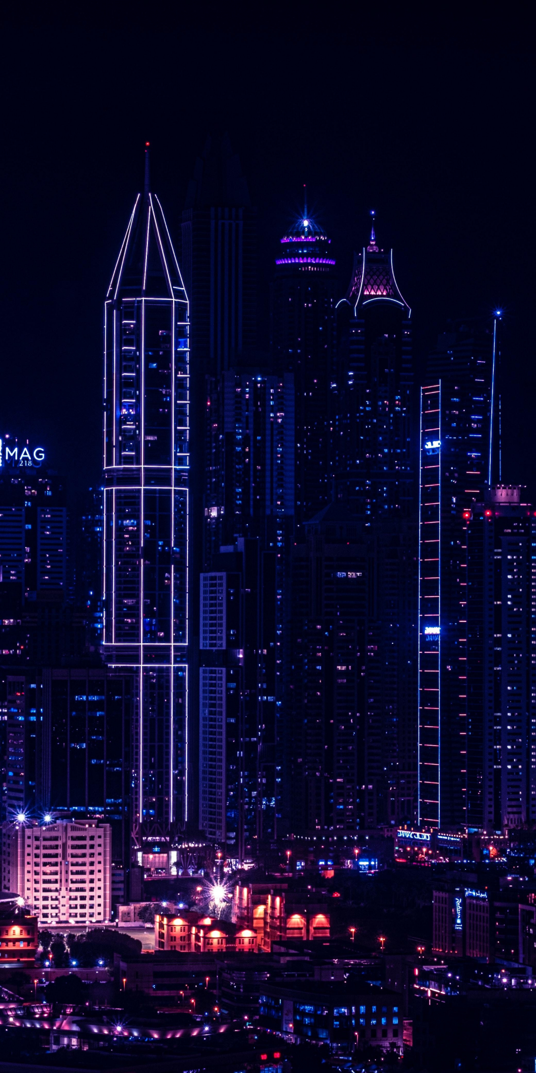 City, night, lights of buildings, cityscape, 1080x2160 wallpaper