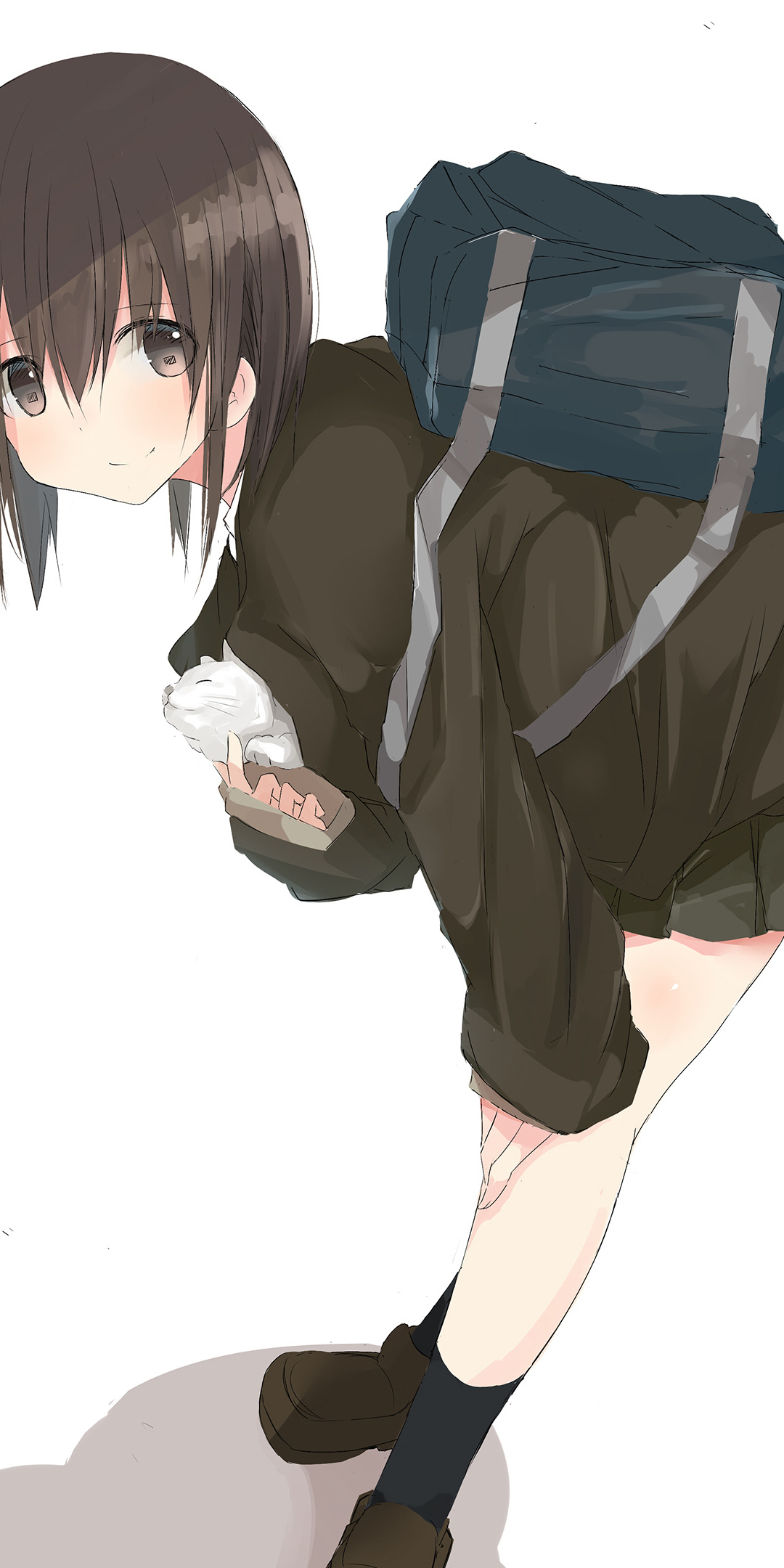 Cute, anime girl, school bag, 1080x2160 wallpaper