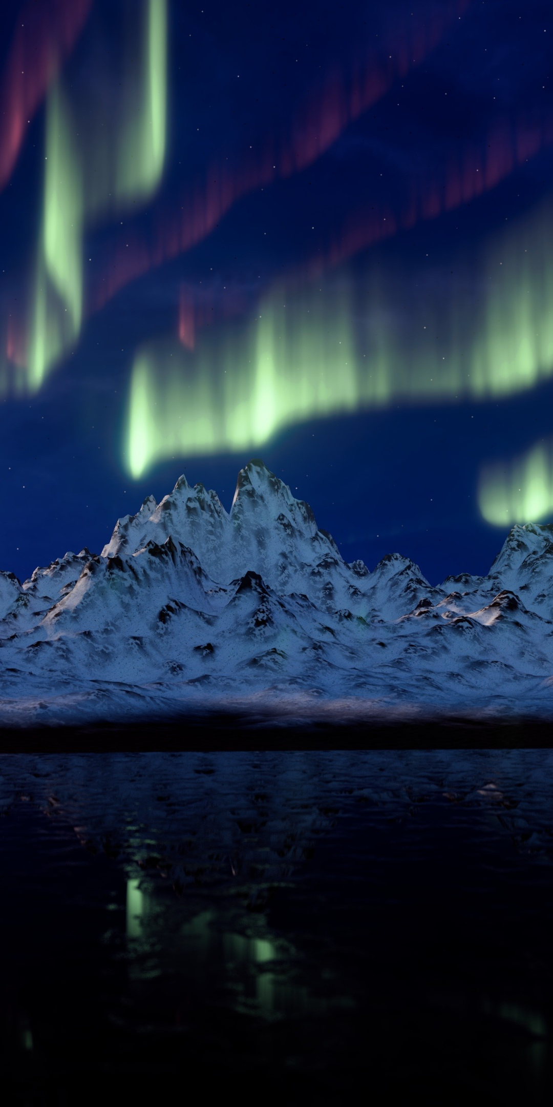 Nature, mountains, Northern Lights, Aurora Borealis, 1080x2160 wallpaper
