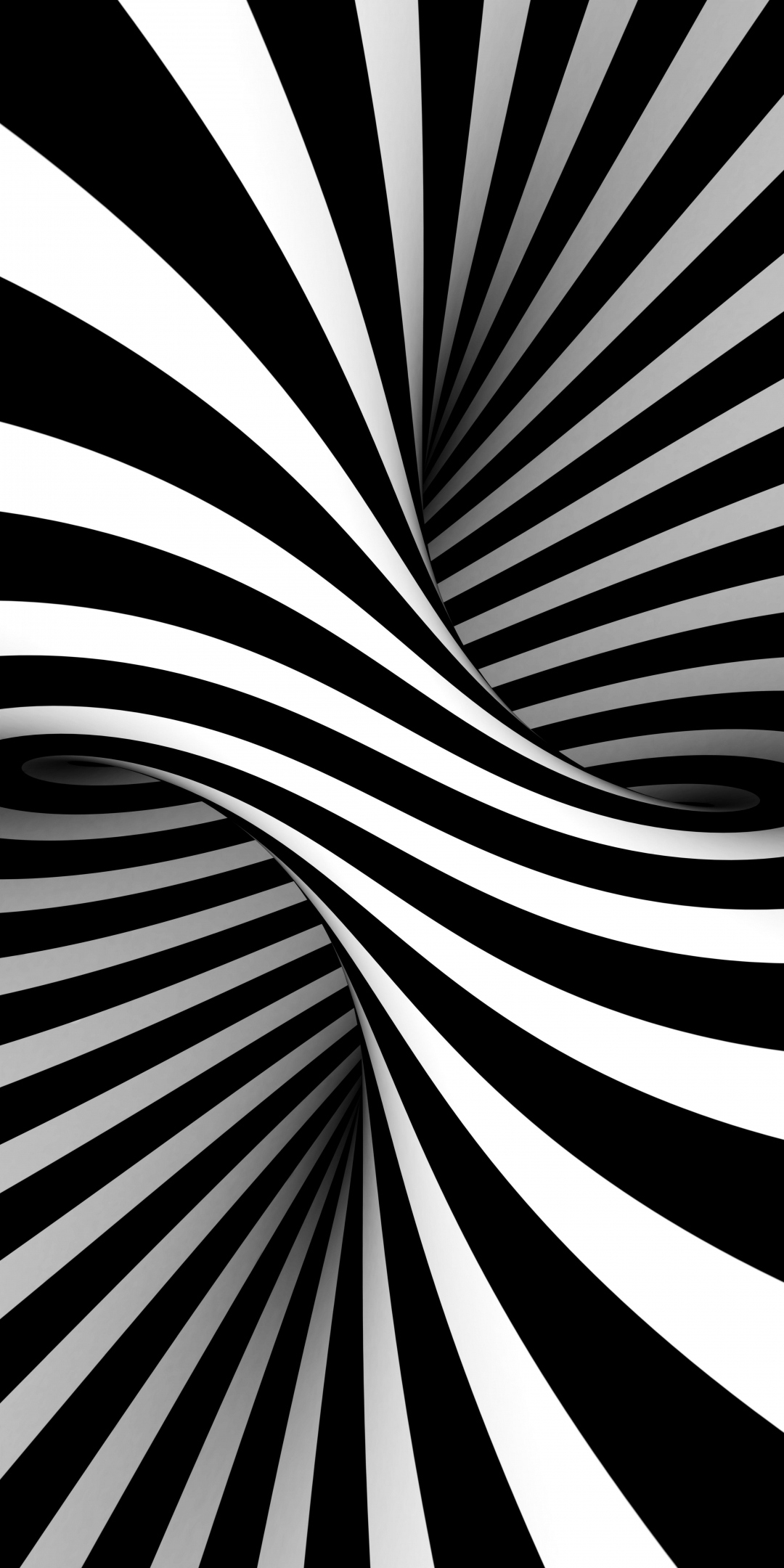 BW, black-white, stripes, Optical Illusion, art, 1080x2160 wallpaper