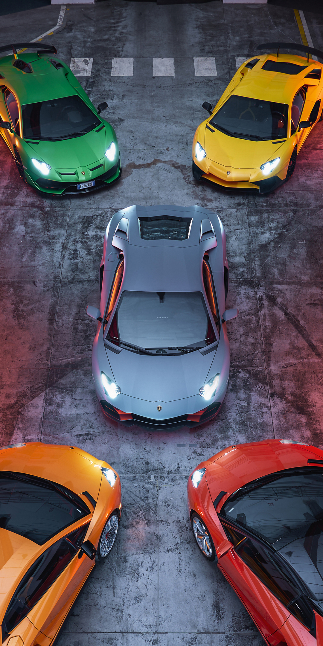 Luxurious car collection, Lamborghini Aventador, 1080x2160 wallpaper