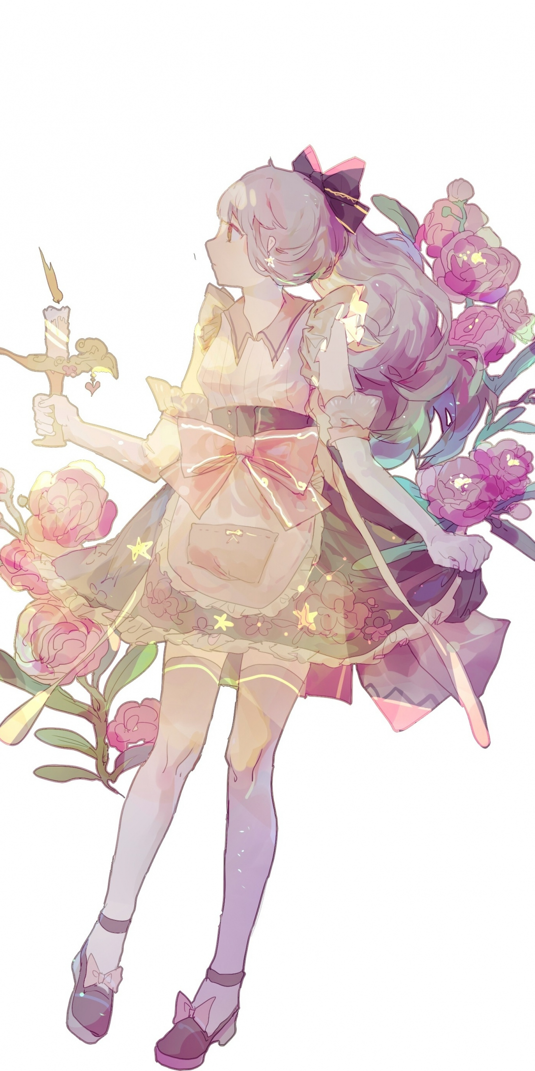 Anime girl with candles, original, anime girl, 1080x2160 wallpaper