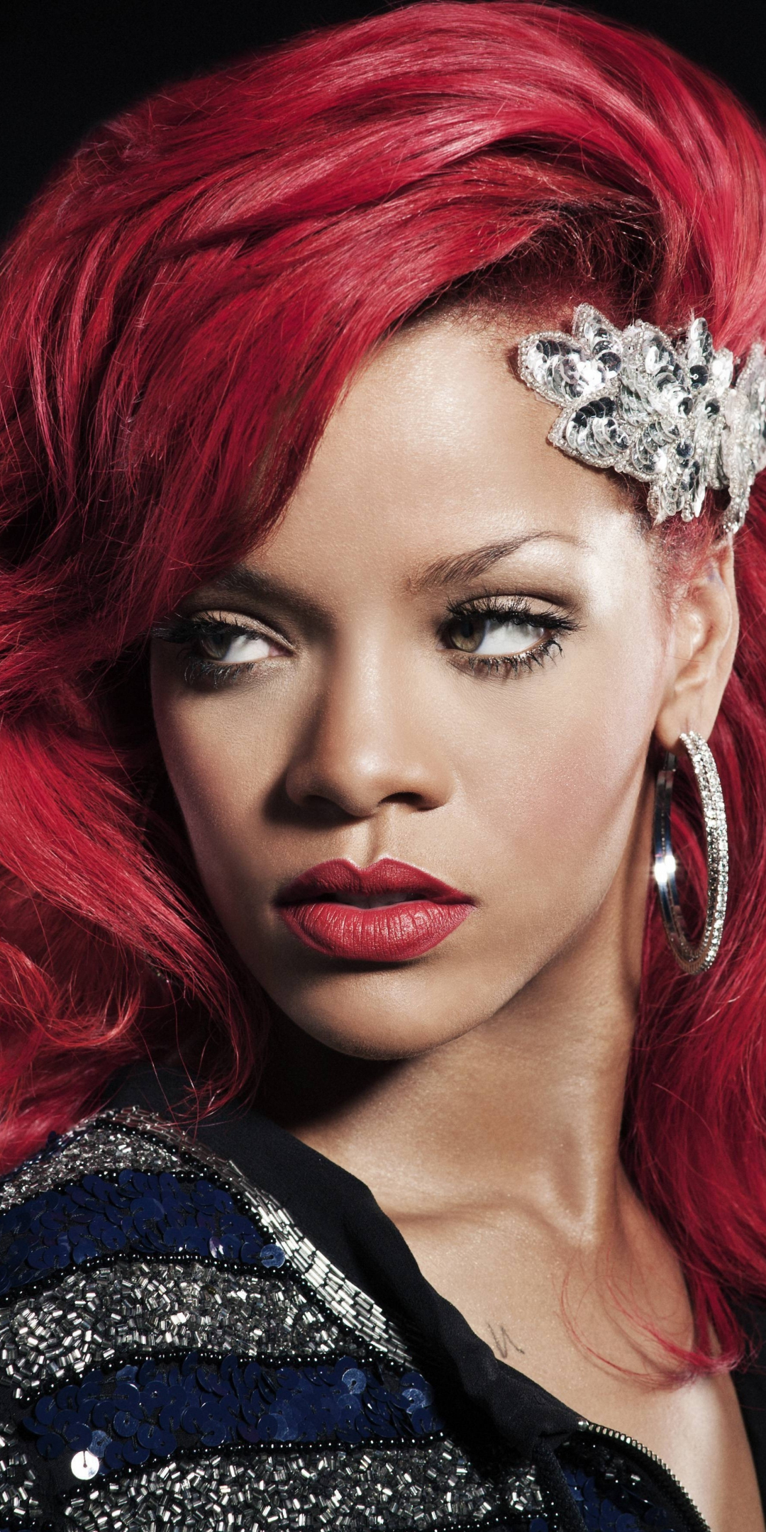 Download wallpaper 1080x2160 rihanna, colored hair, red, honor 7x ...