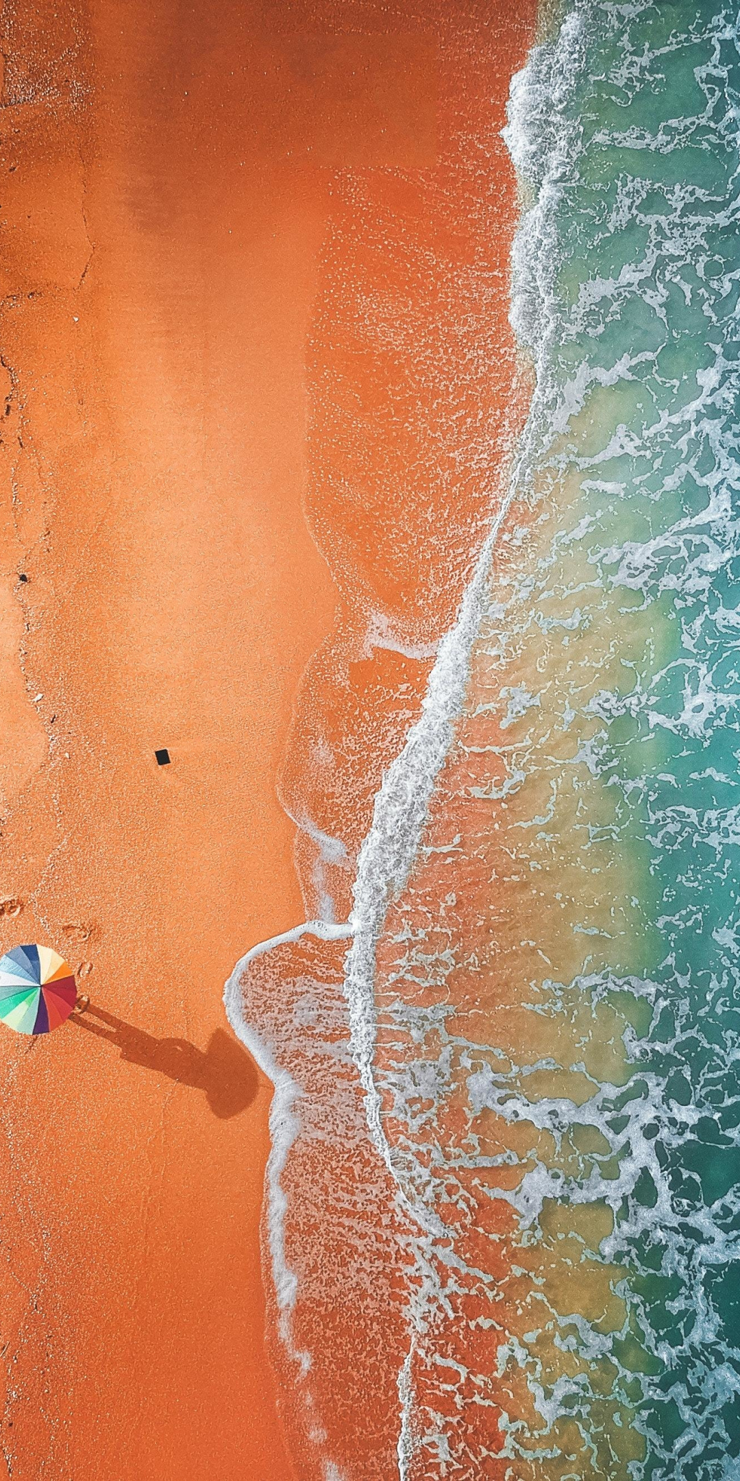 Beach, drone view, adorable sea-shore, 1080x2160 wallpaper