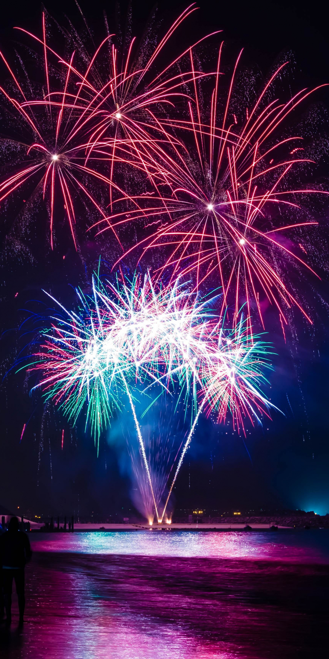 Celebration, fireworks, sky, 1080x2160 wallpaper