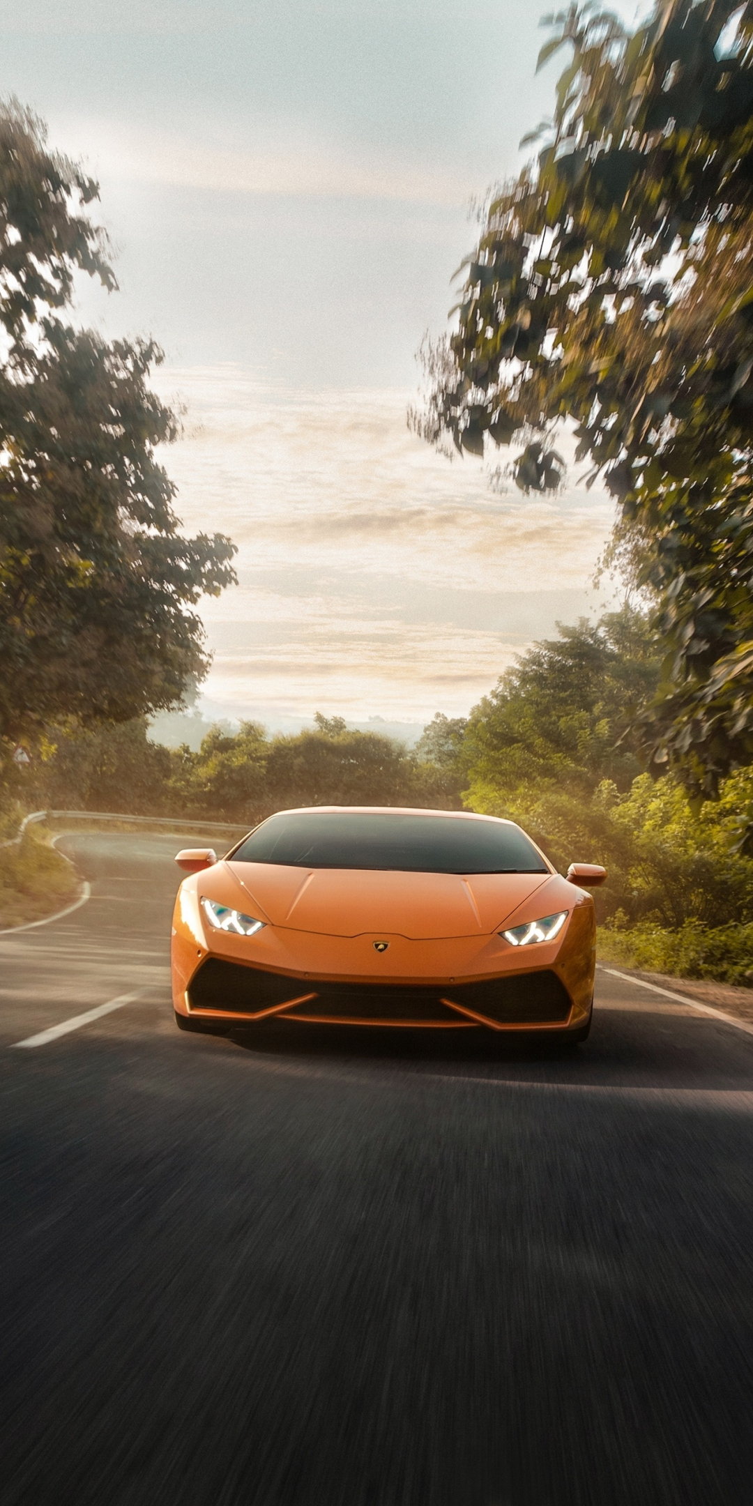 Lamborghini Huracan, orange, 2019, 1080x2160 wallpaper
