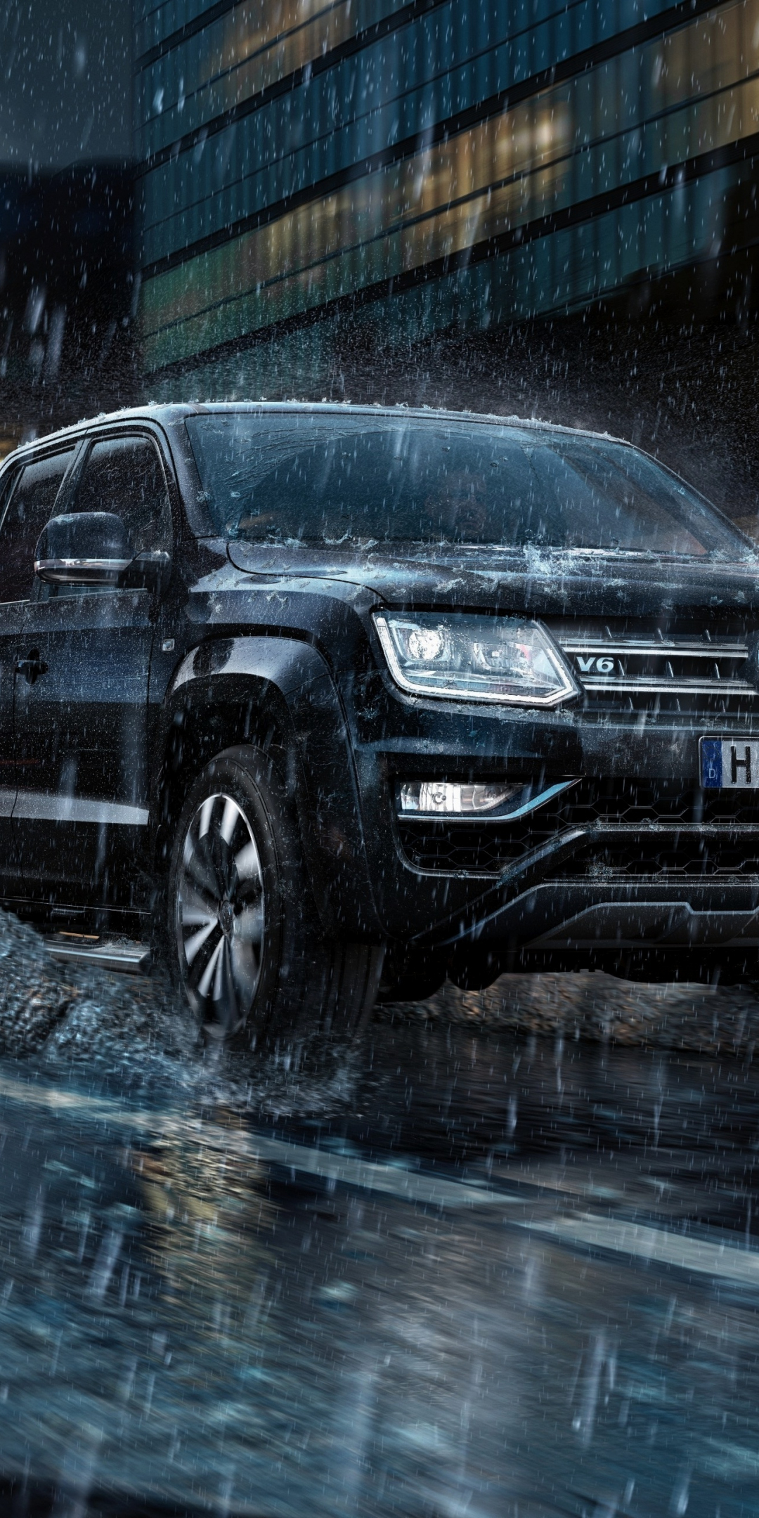 Rain, on-road, Volkswagen Amarok, 1080x2160 wallpaper