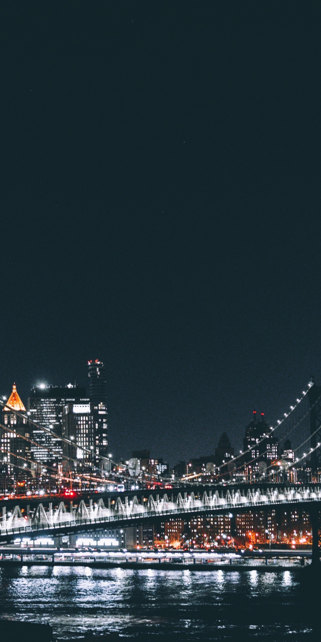 Brooklyn bridge, buildings, night, city, 1080x2160 wallpaper