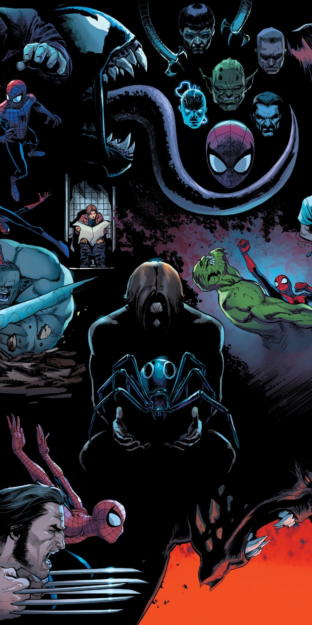 Spider-man, marvel, comics, dark, 1080x2160 wallpaper