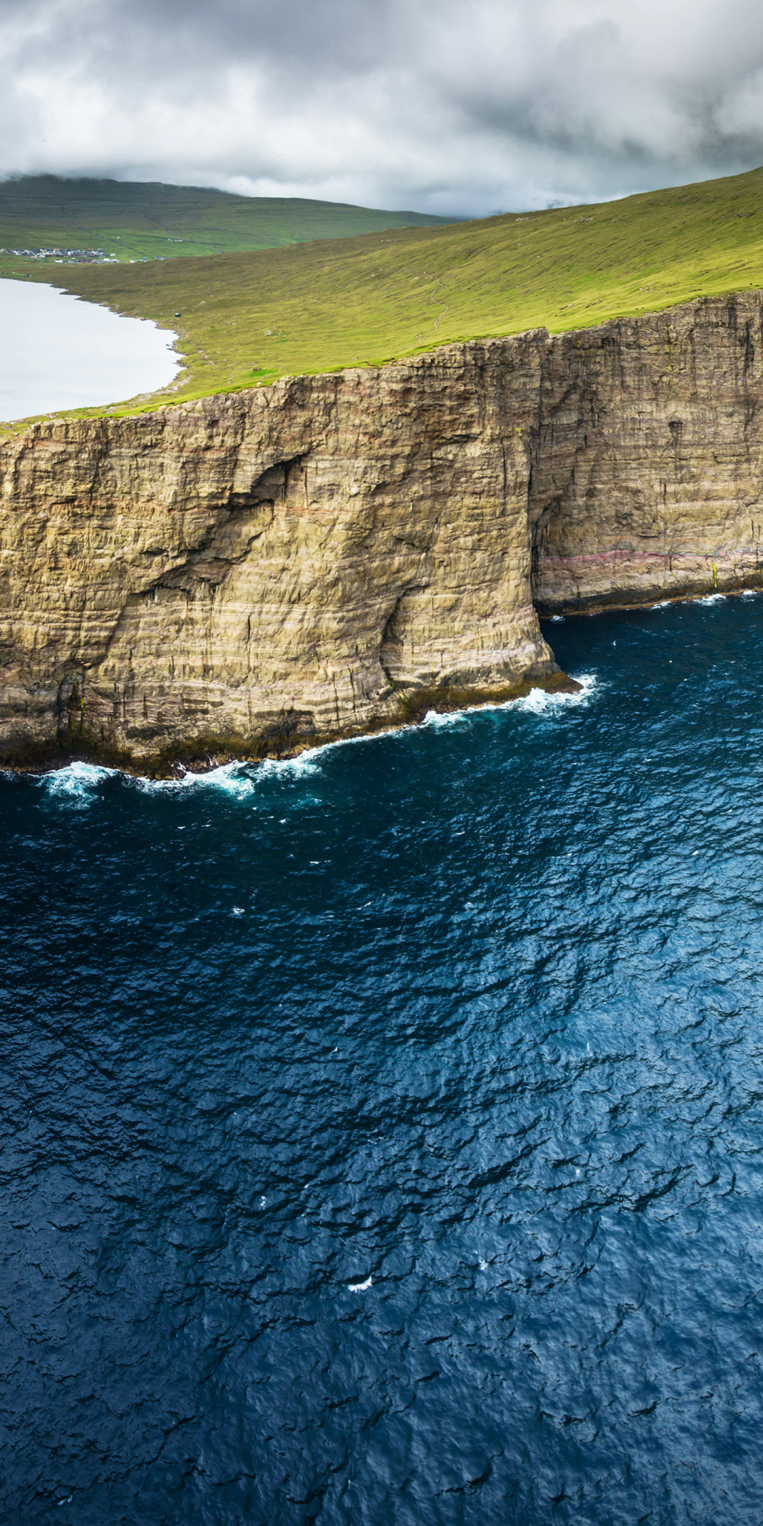 Coastline, blue sea, aerial view, 1080x2160 wallpaper