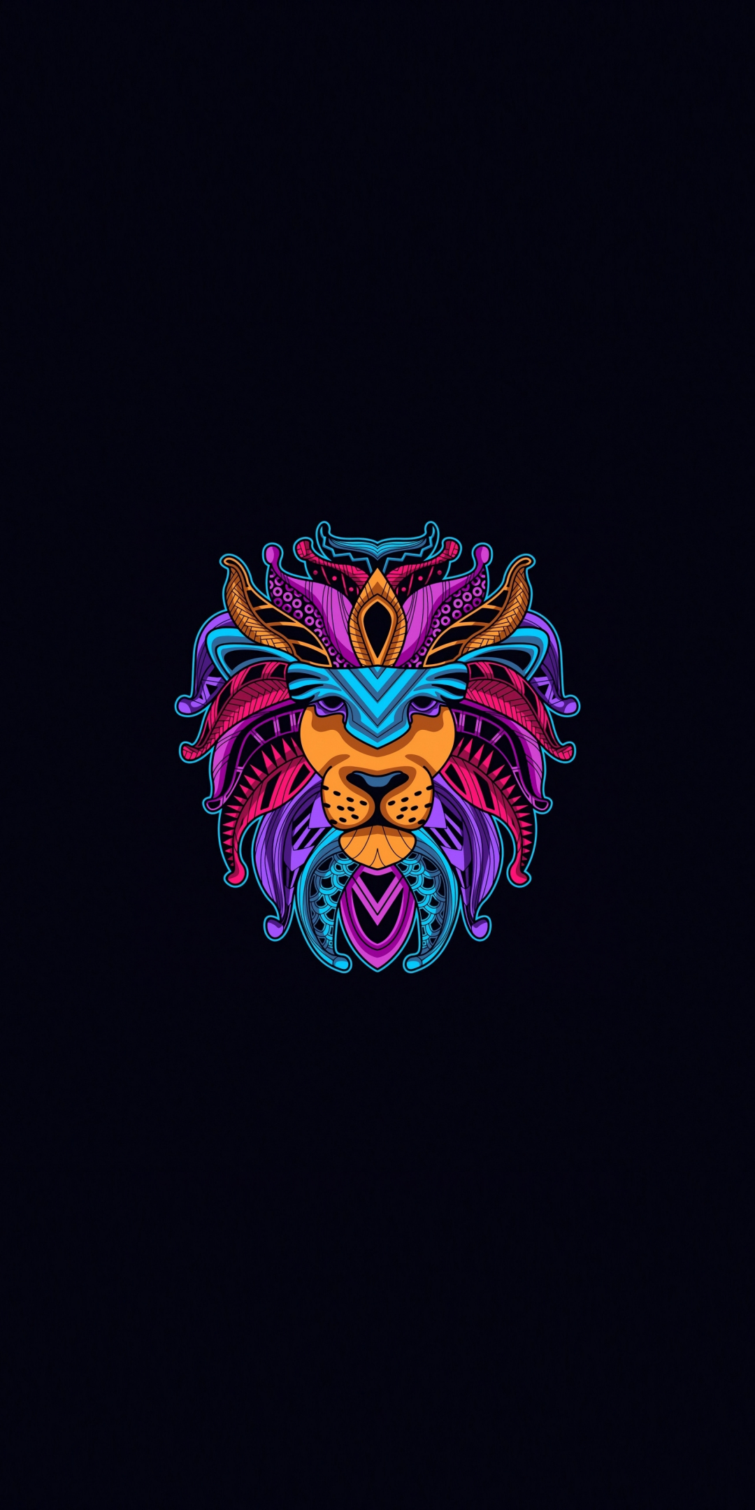 Lion, colorful muzzle, art, 1080x2160 wallpaper