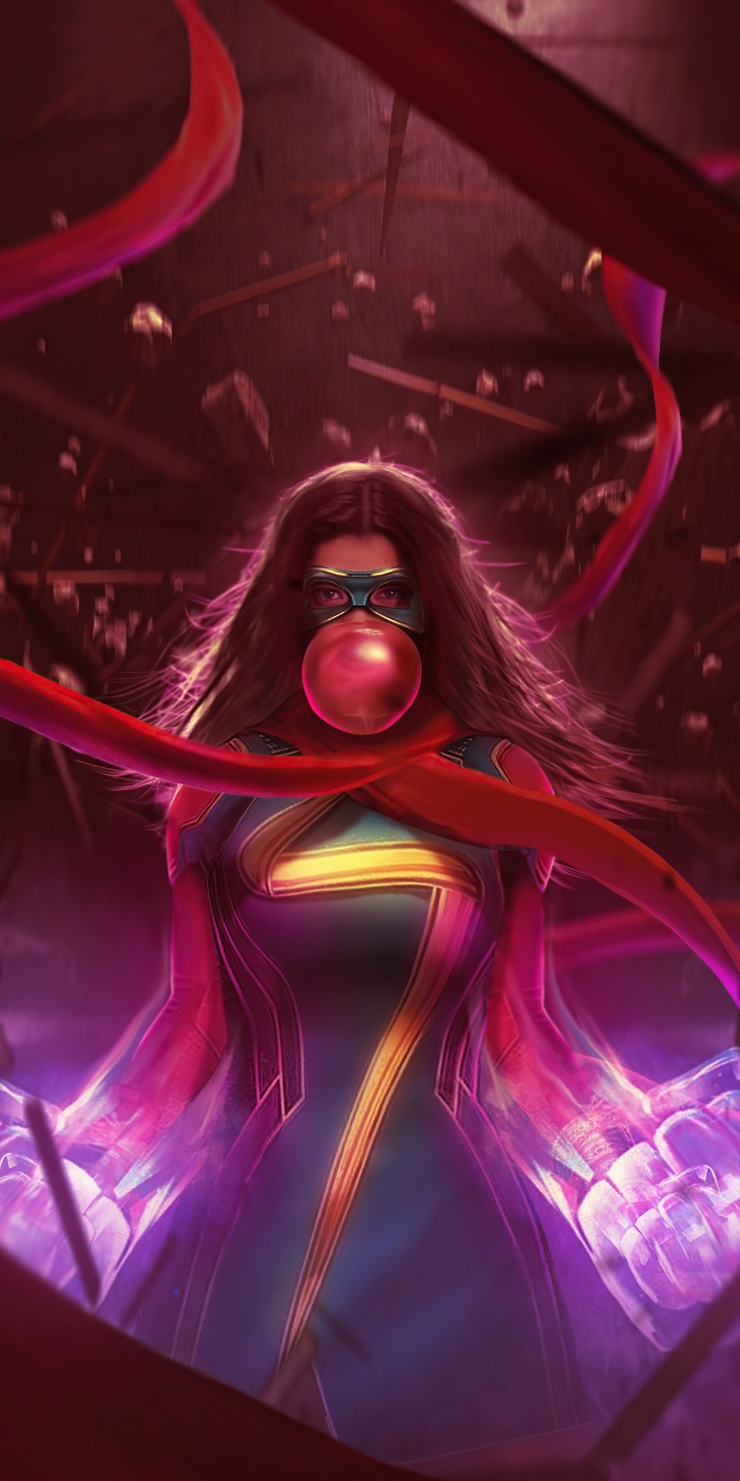 Ms. Marvel, 2022, fan art, 1080x2160 wallpaper