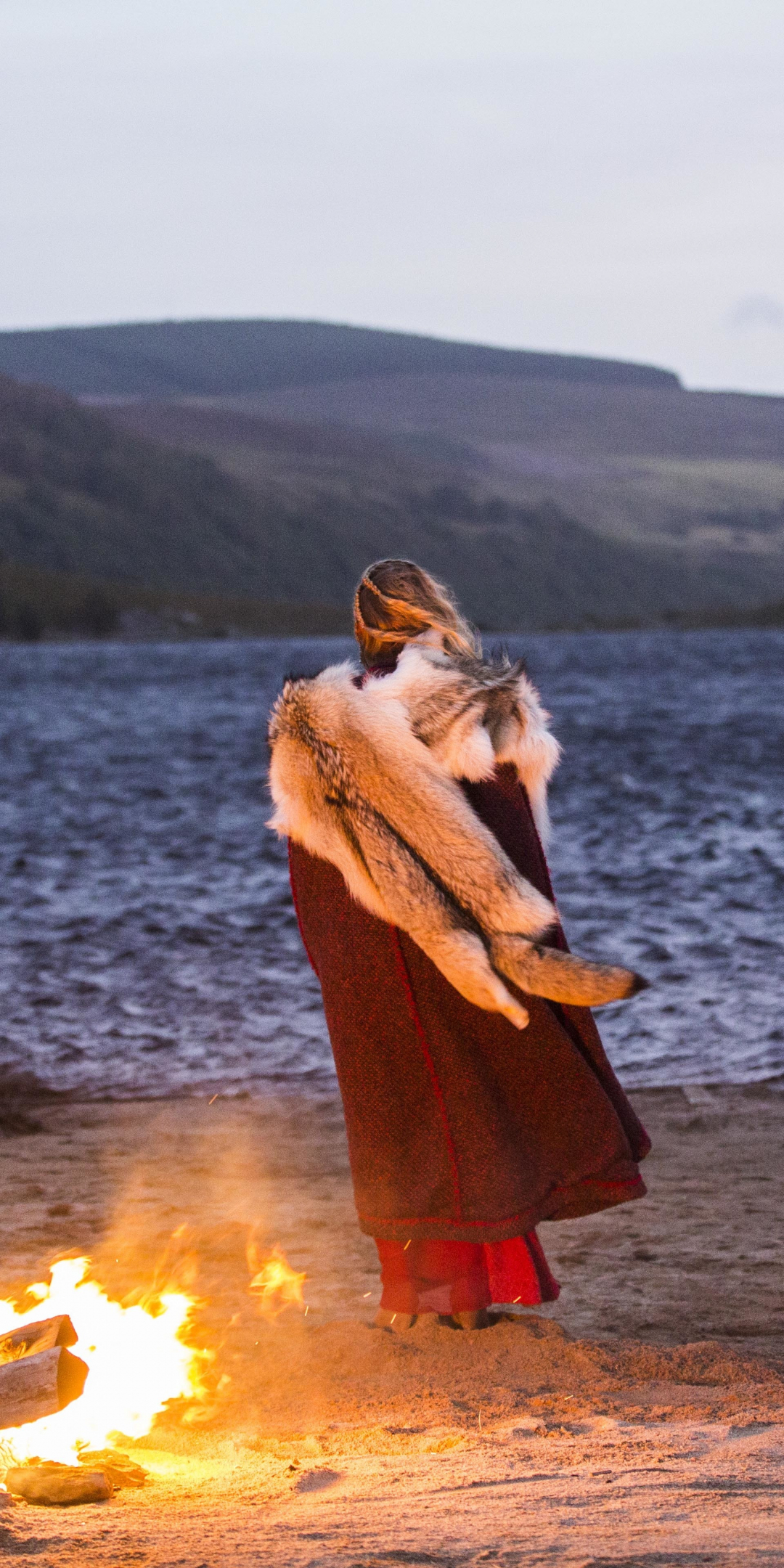 Vikings, fire, lake, tv show, 2018, 1080x2160 wallpaper