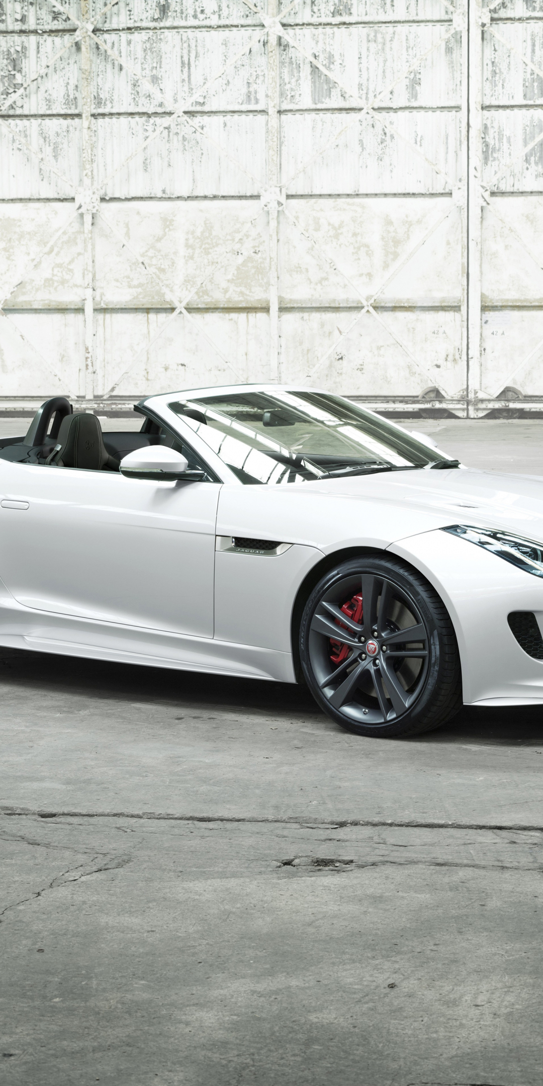 White, Jaguar F-Type, sports car, 1080x2160 wallpaper