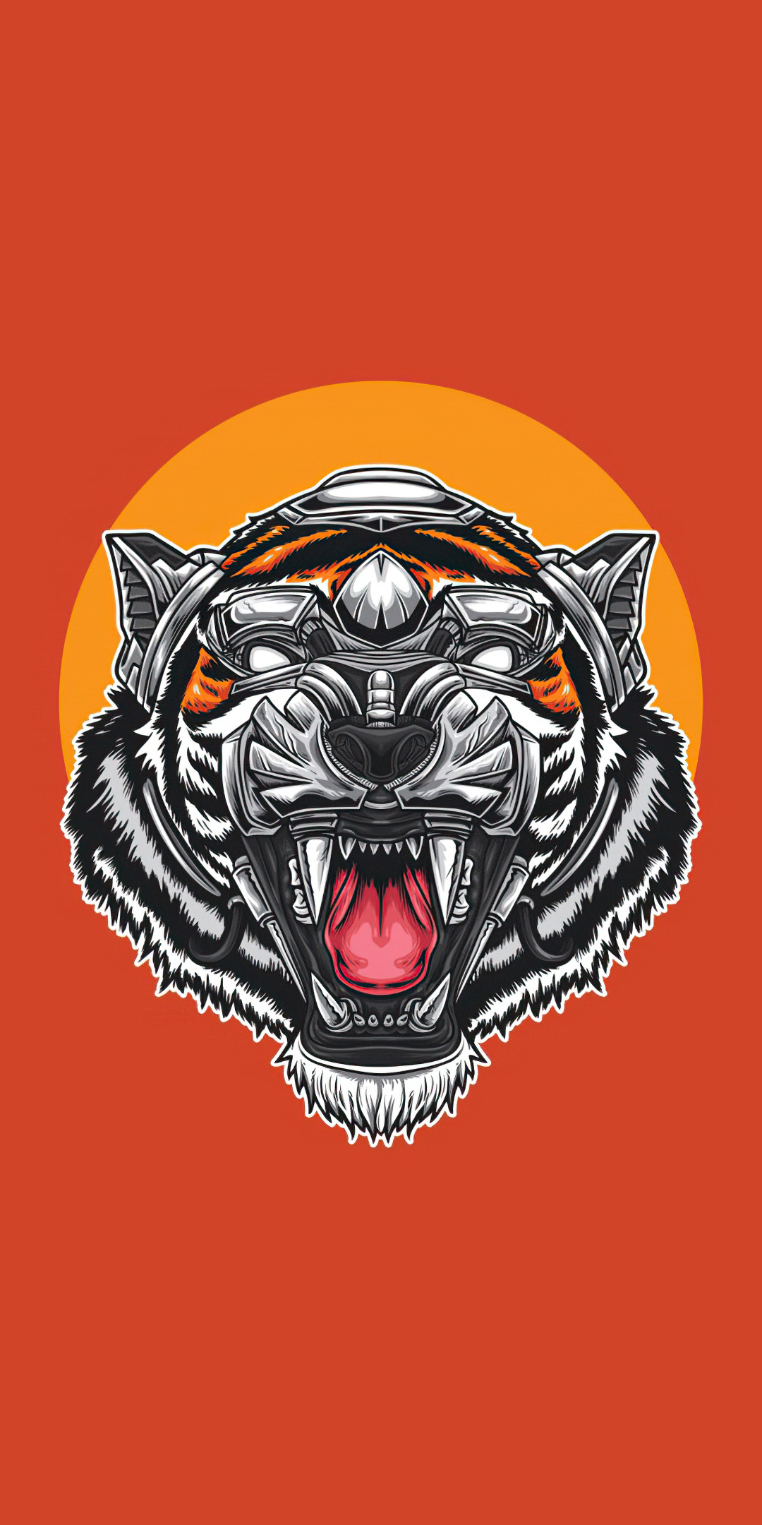Tiger's roar, muzzle, minimal art, 1080x2160 wallpaper