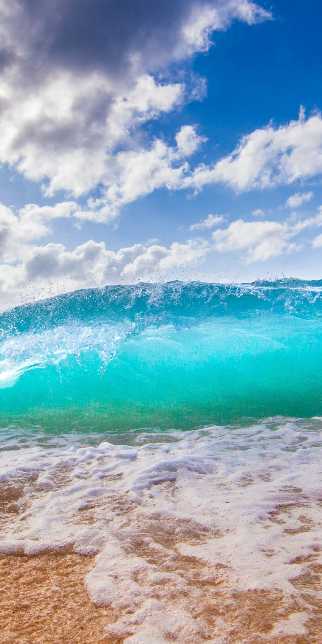 Blue, sea waves, foams, 1080x2160 wallpaper