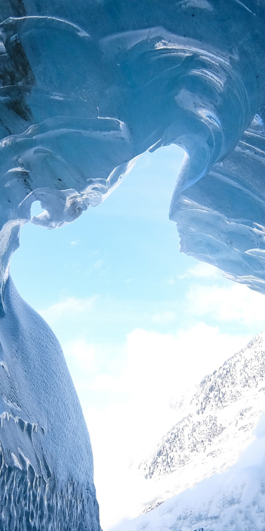 Ice cave, glacier, nature, 1080x2160 wallpaper