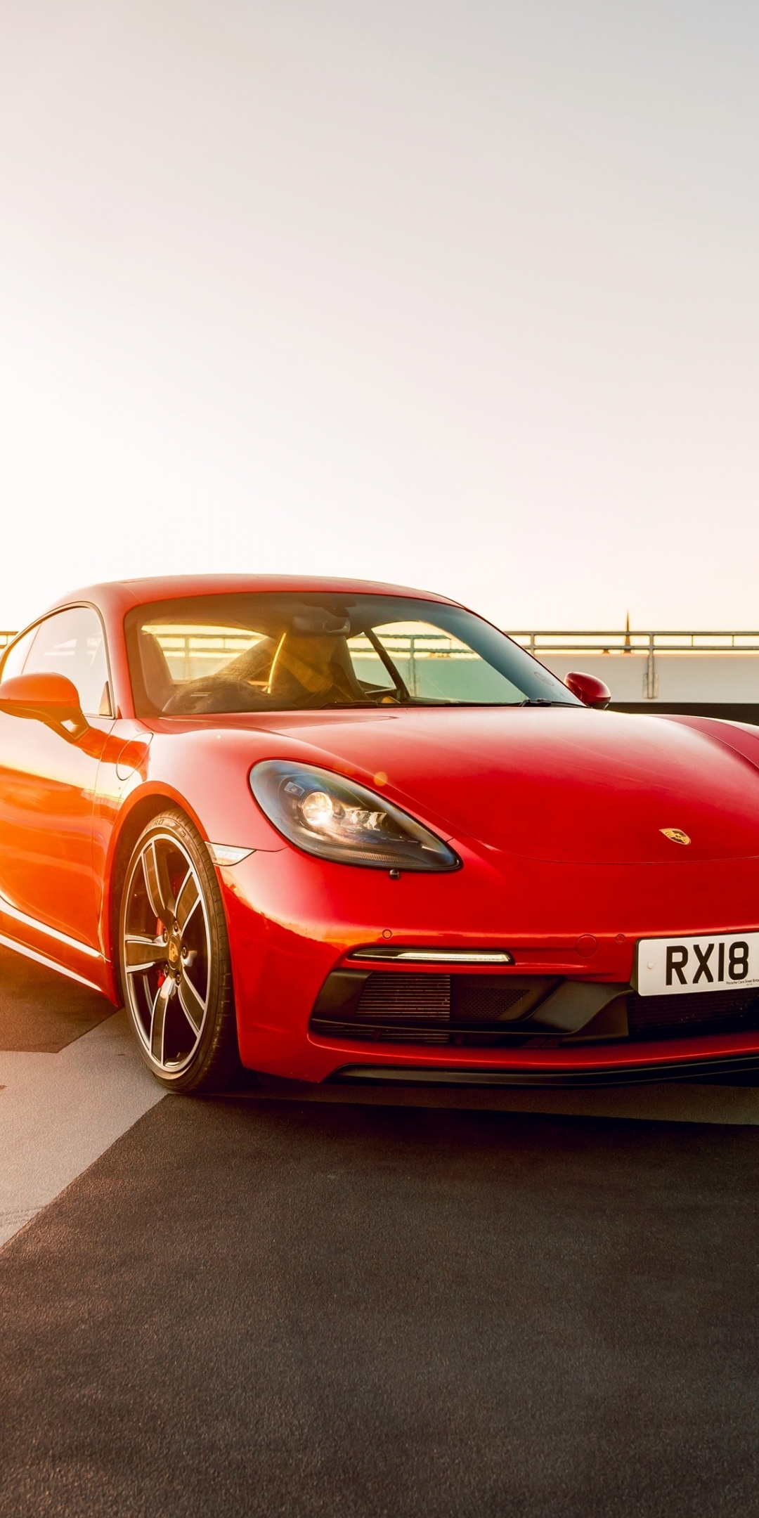 Red, Porsche Cayman, sports car, 1080x2160 wallpaper