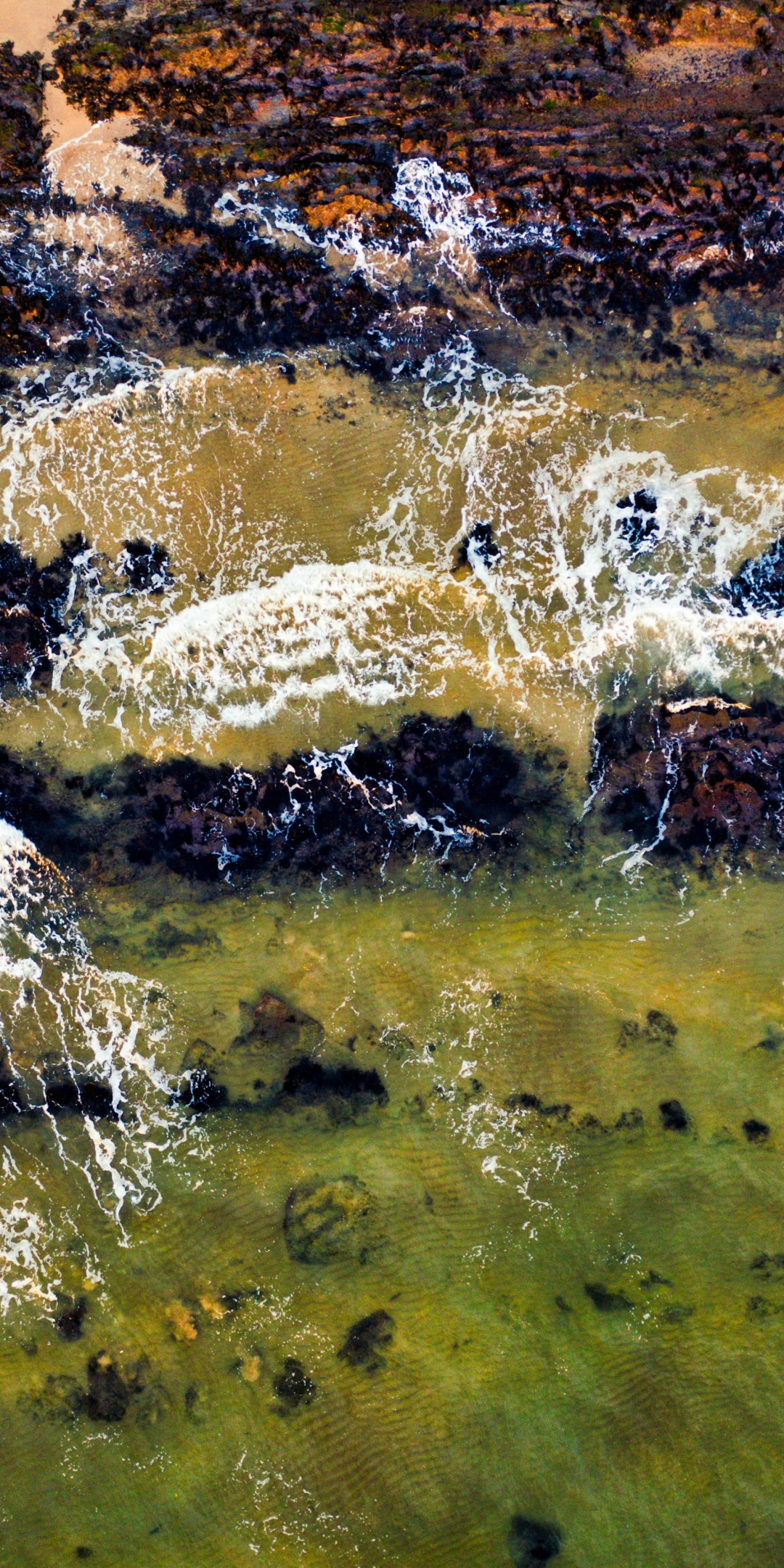 Green, body of water, waves, coast, 1080x2160 wallpaper