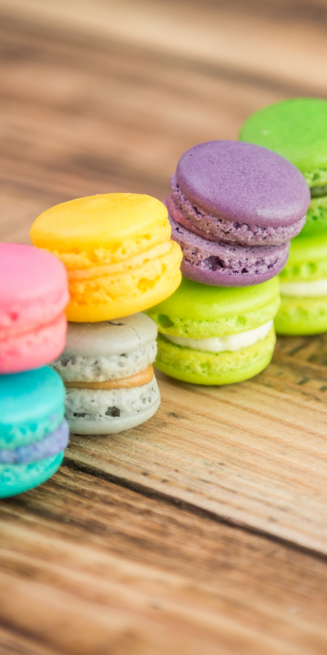 Sweets, colorful, arranged, macarons, 1080x2160 wallpaper
